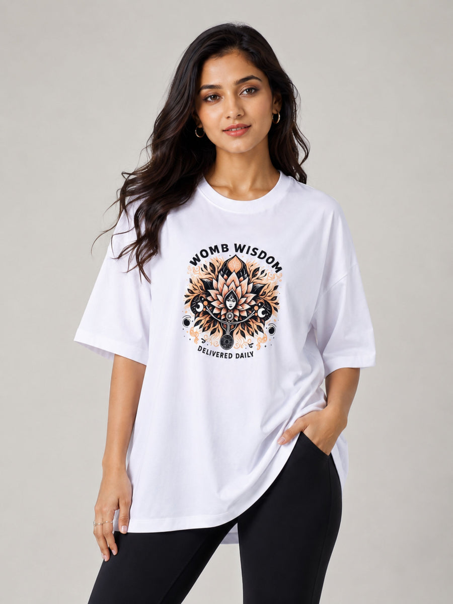 Bandar Baant Collections oversized fit Gynaecologist T-shirt for Women with Womb Wisdom print