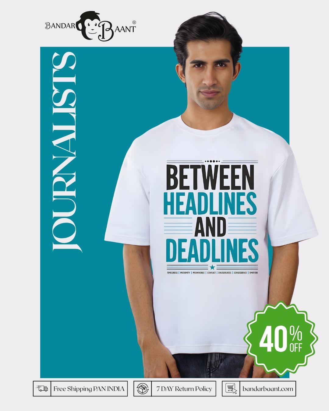 Headlines And Deadlines Journalists Oversized T-Shirt For Men 2