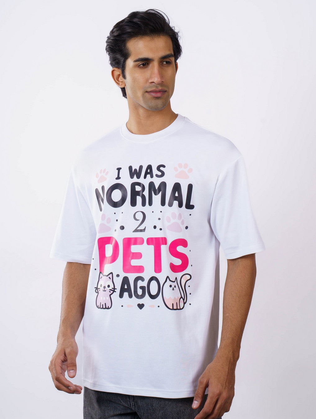 I Was Normal 2 Pets Ago Pet Parent Oversized Tshirt For Men 2