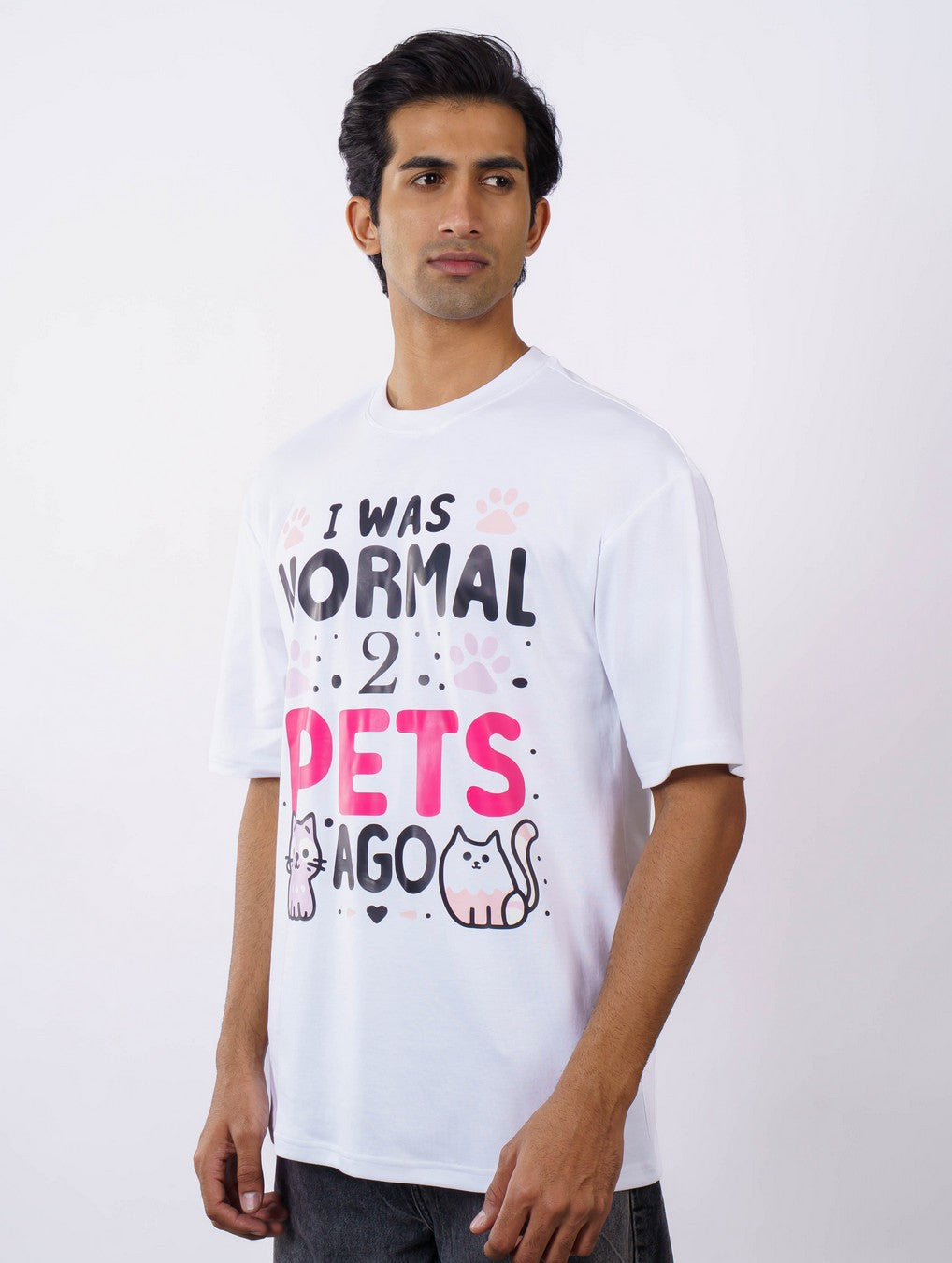 I Was Normal 2 Pets Ago Pet Parent Oversized Tshirt For Men 5