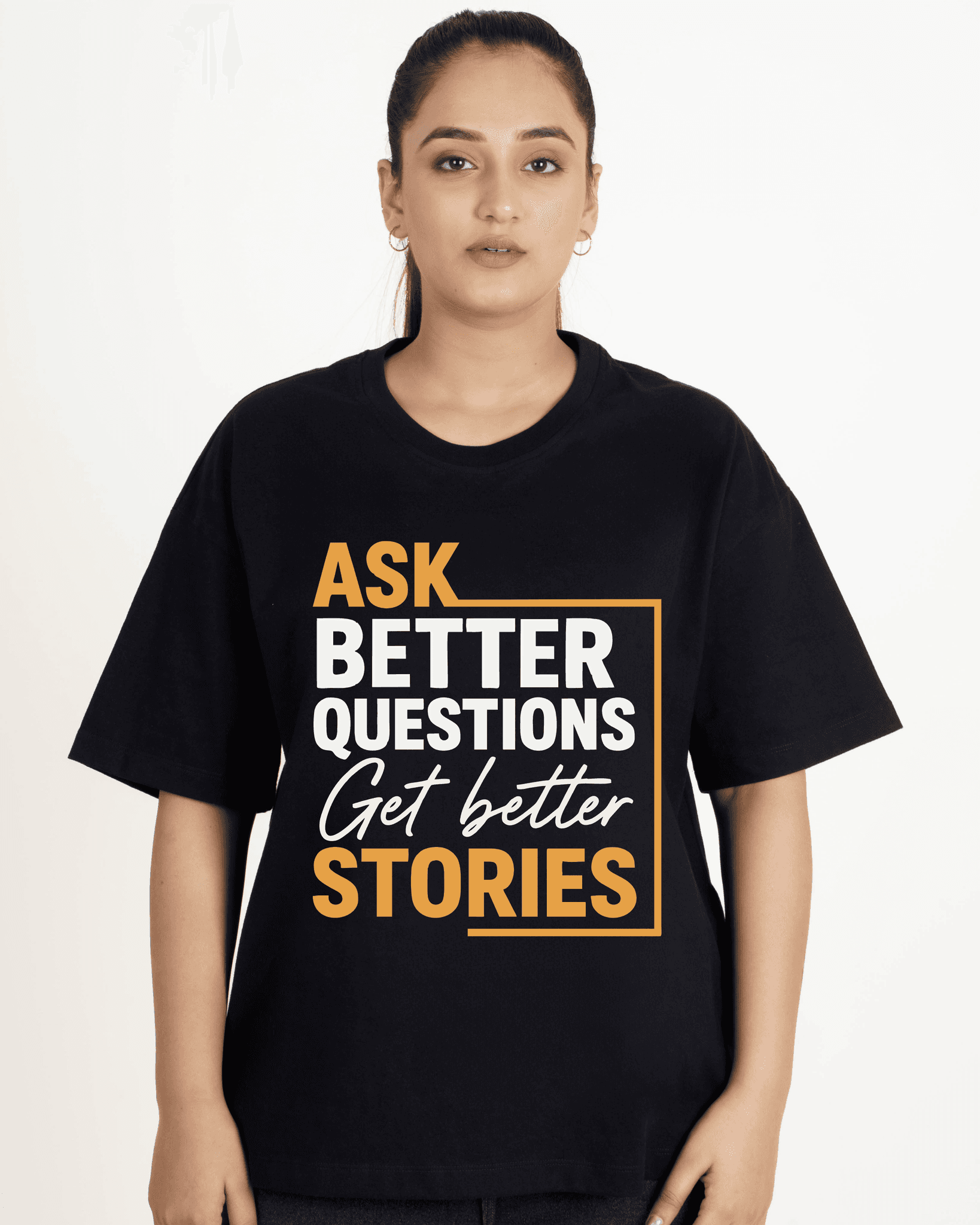 Journalists Ask Better Questions Oversized Quote T-shirt For Women 1