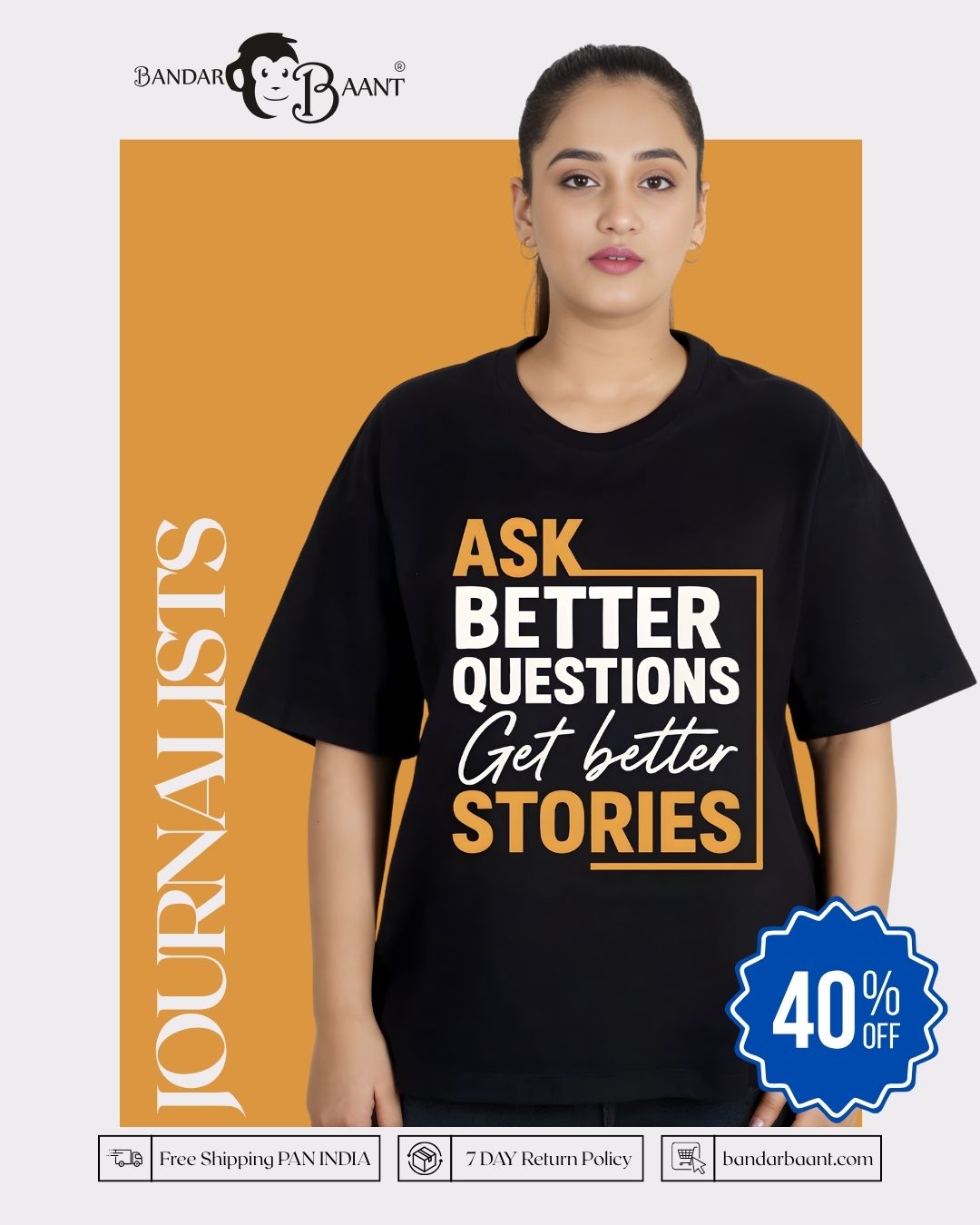 Journalists Ask Better Questions Oversized Quote T-shirt For Women 2