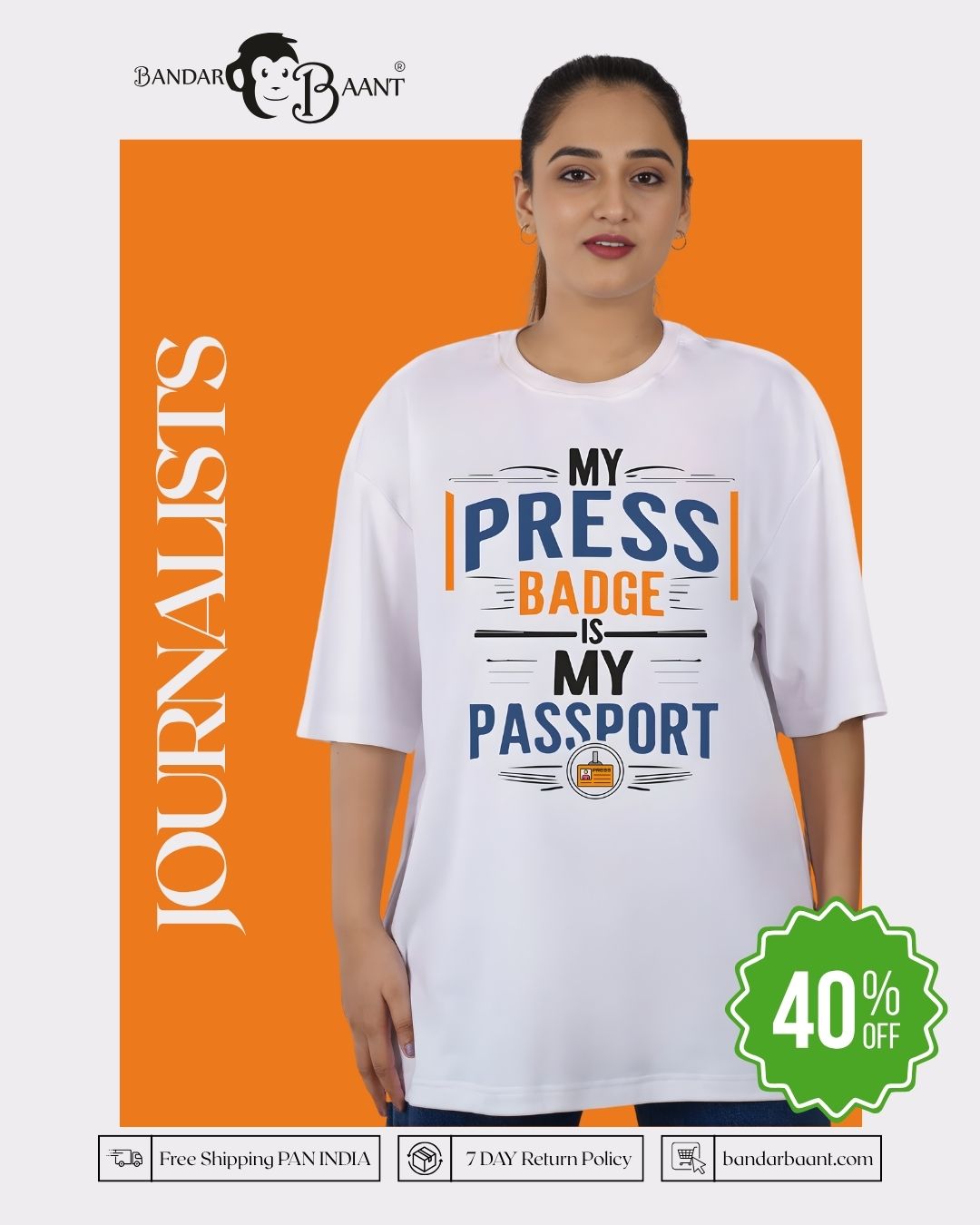 Journalists My Press Badge Is My Passport Oversized T-shirt For Women 2