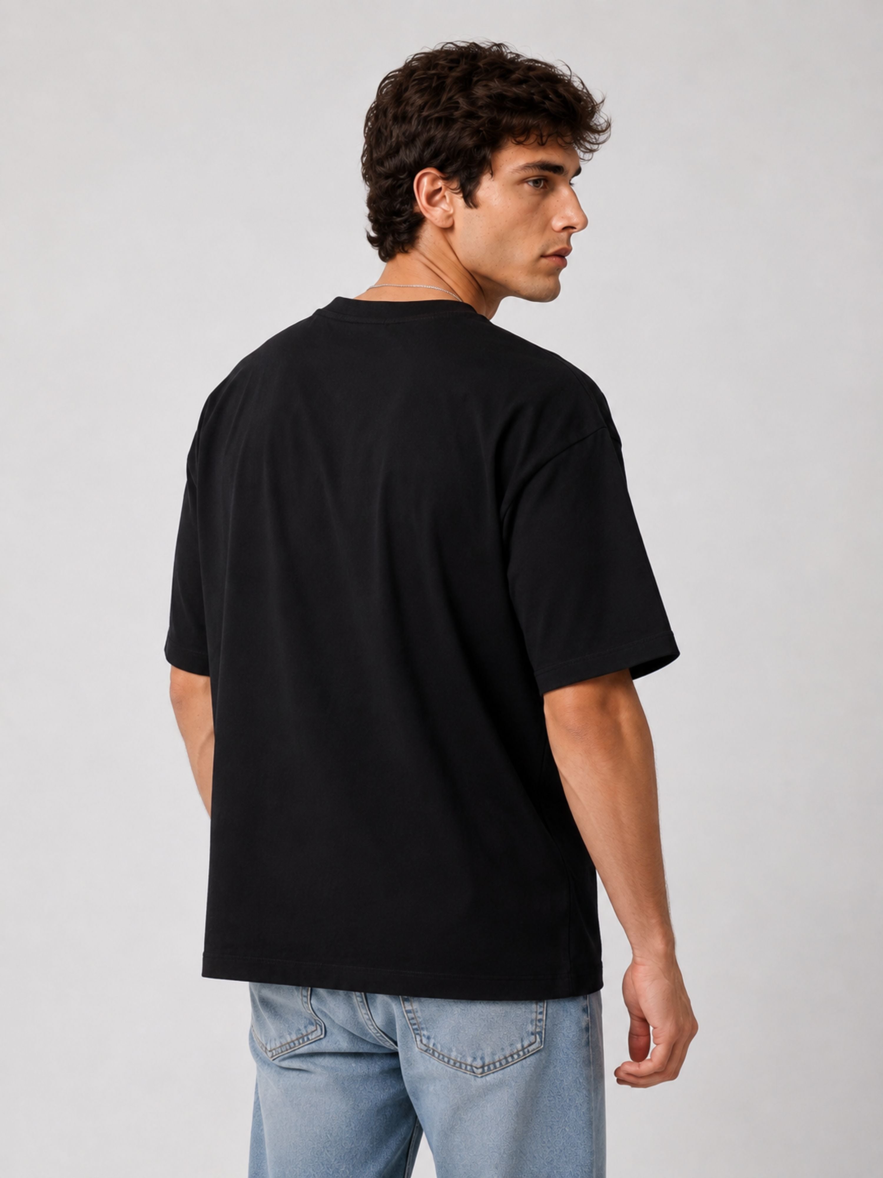 Black oversized fit Journalists T-shirt For Men by Bandar Baant Collections worn by male model