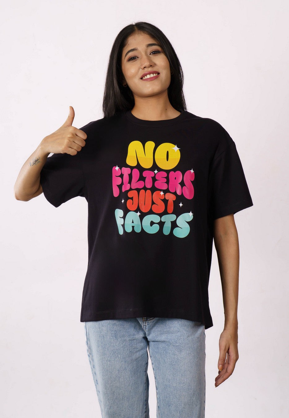 No Filters Just Facts Journalists Oversized T-shirt For Women 5