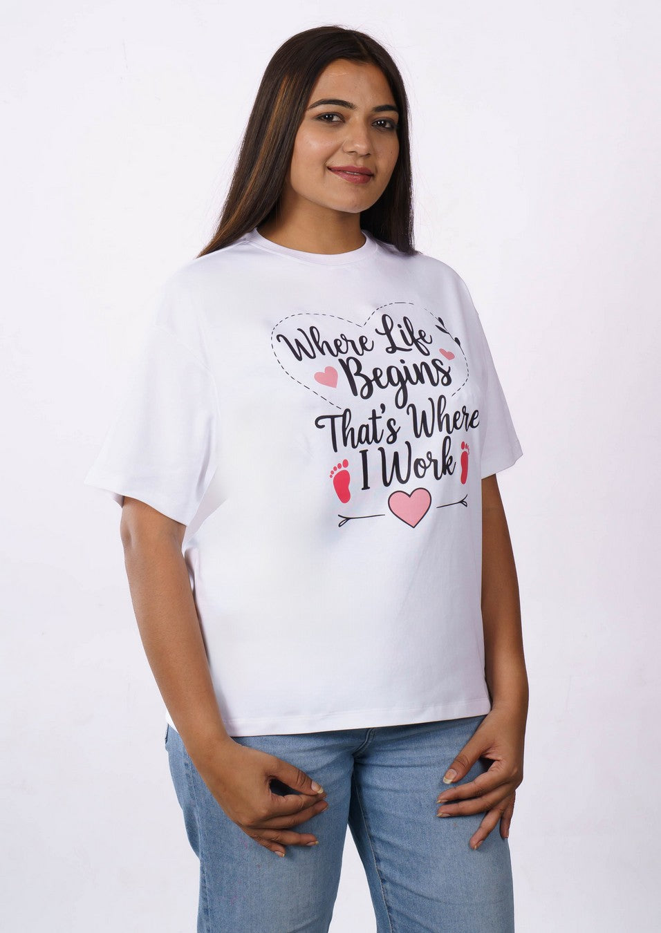 Life Begins Gynaecologist Oversized T-shirt For Women 4