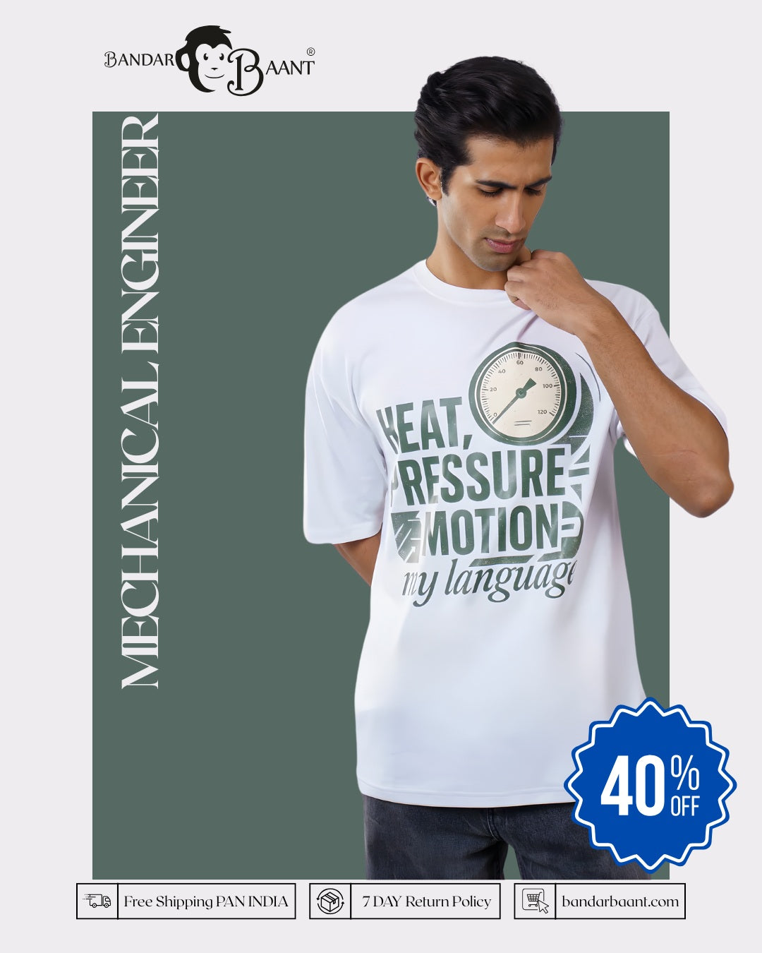 Mechanical Engineer Oversized Tshirt For Men 7 By Bandar Baant Collections