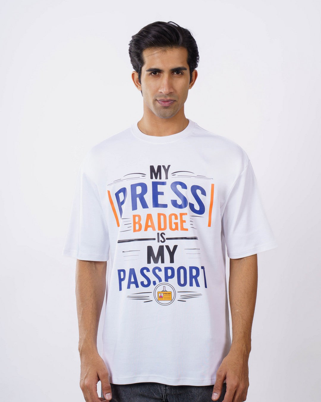 My Press Badge Journalists Oversized T-shirt For Men 1