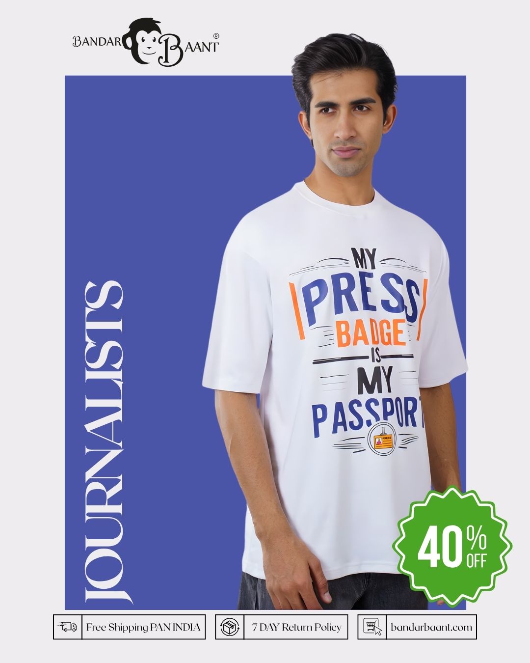 My Press Badge Journalists Oversized T-shirt For Men 6