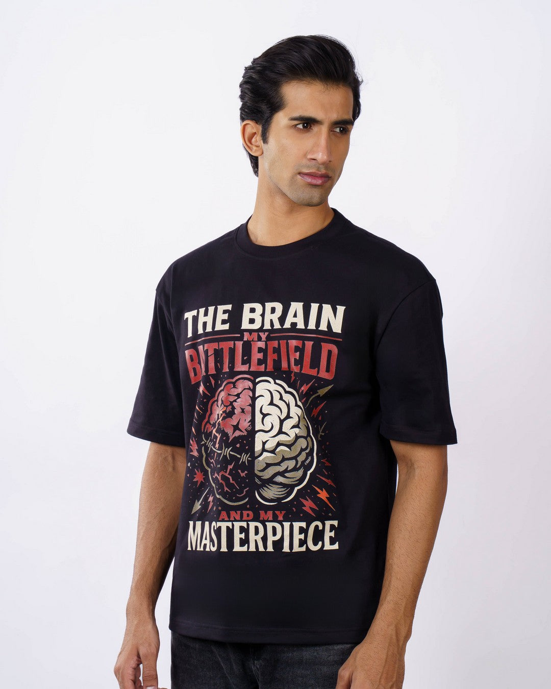Neurologist Trendy Tshirt For Men oversized fit black t-shirt with brain graphic and text design