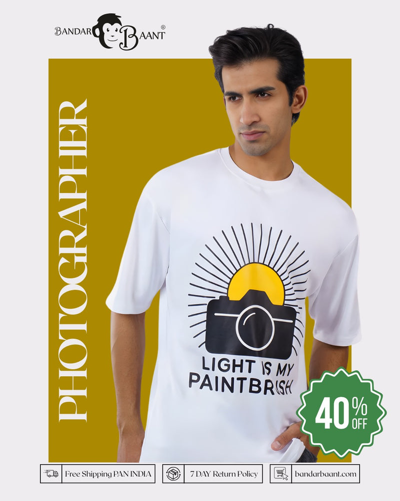 Paintbrush Photographer Oversized Printed Tshirt For Men 6