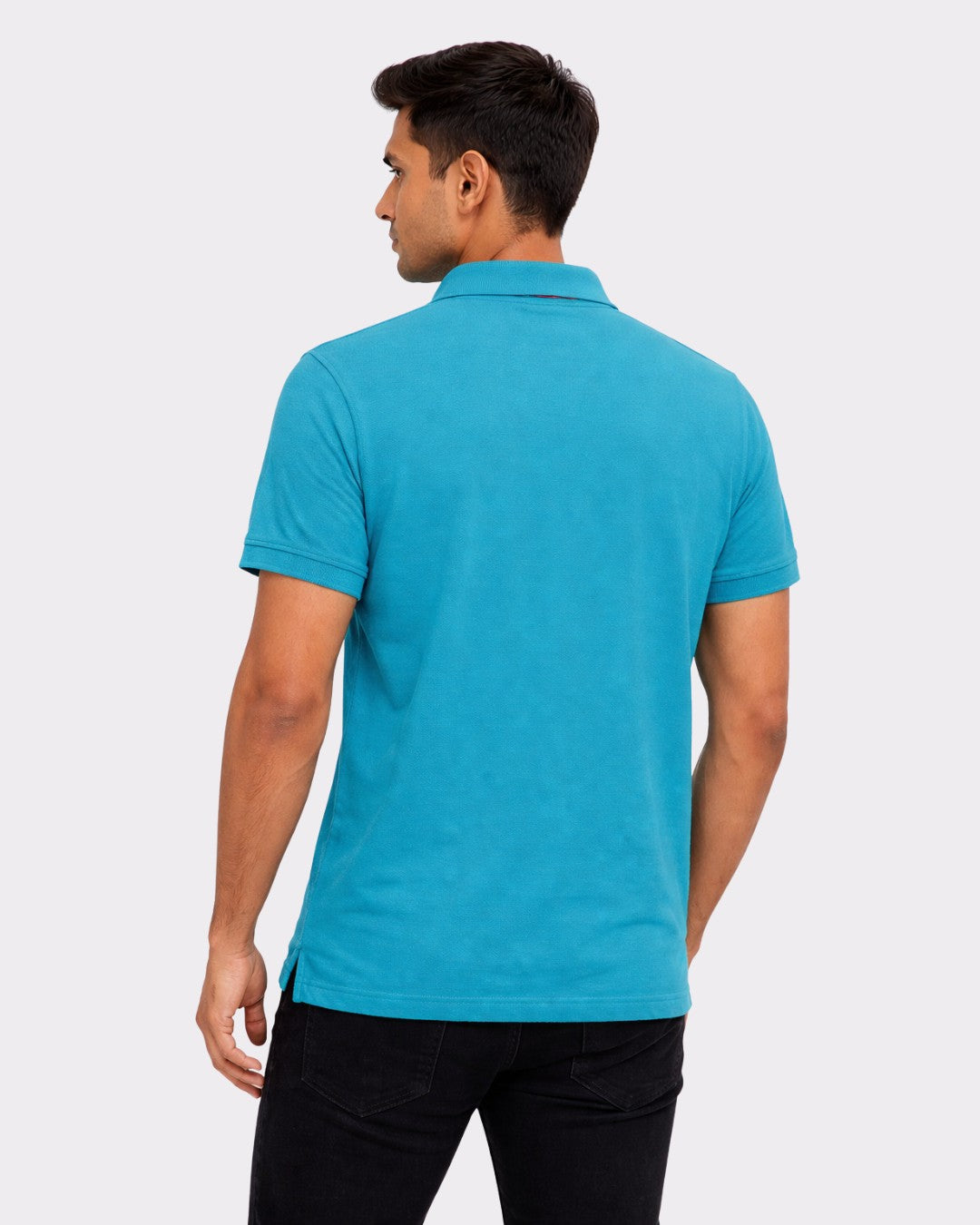 Bandar Baant Collections oversized fit blue Polo T-Shirt for Men shown from the back