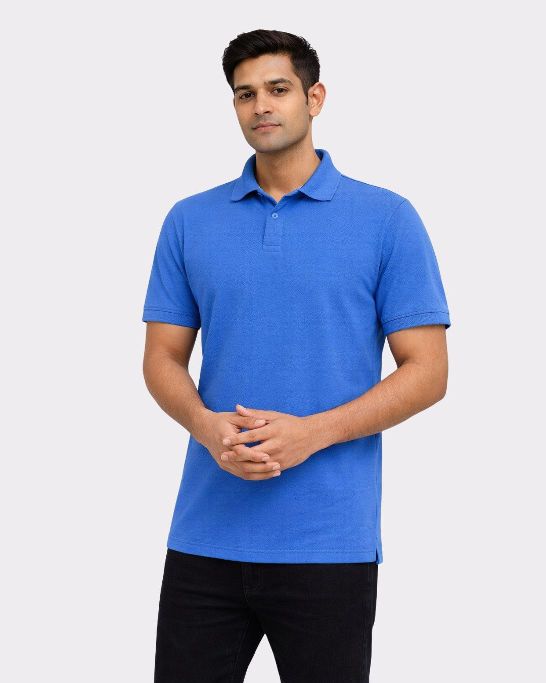 Bandar Baant Collections blue oversized fit Polo T-shirt For Men with short sleeves and collar