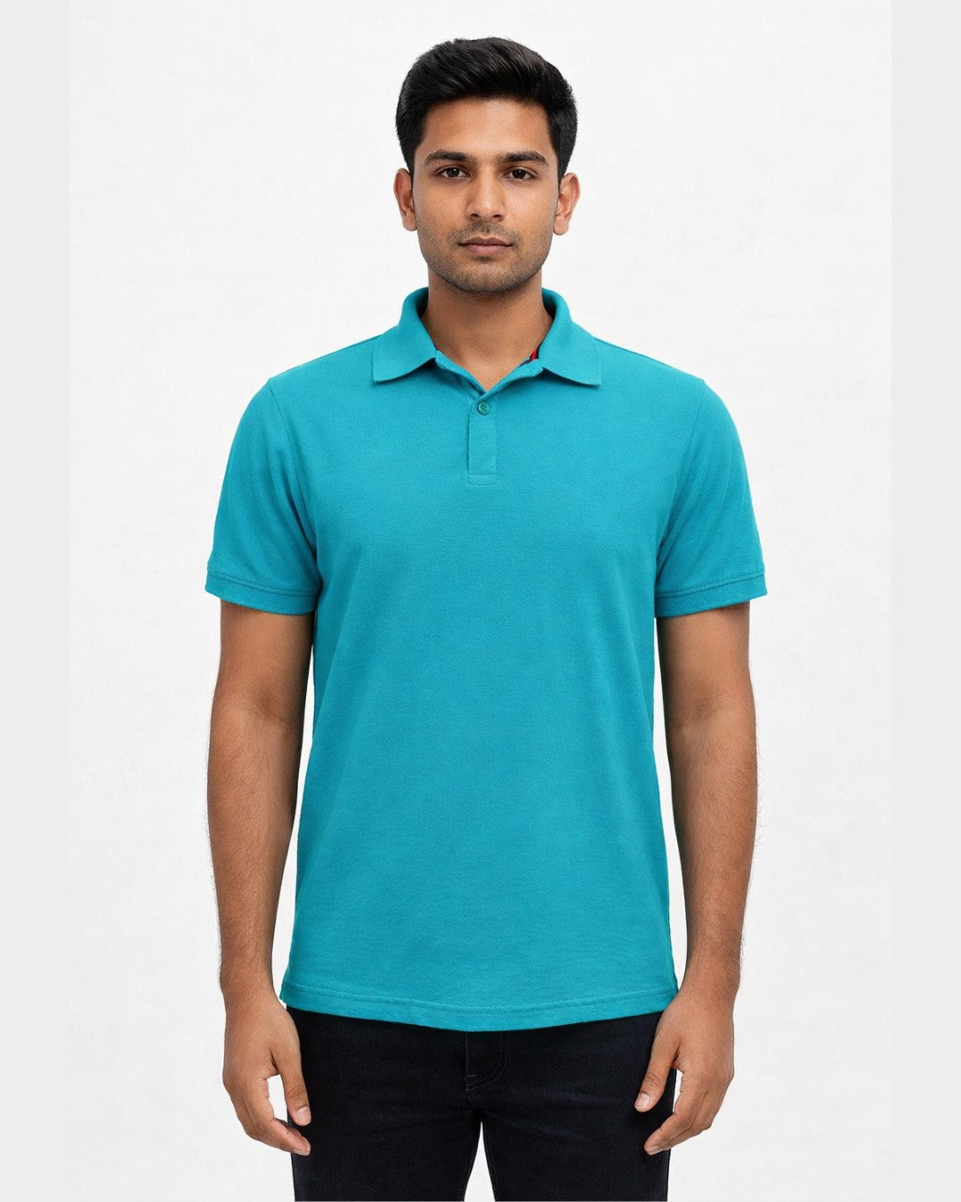 Bandar Baant Collections oversized fit Polo T-Shirt for Men in teal blue with short sleeves