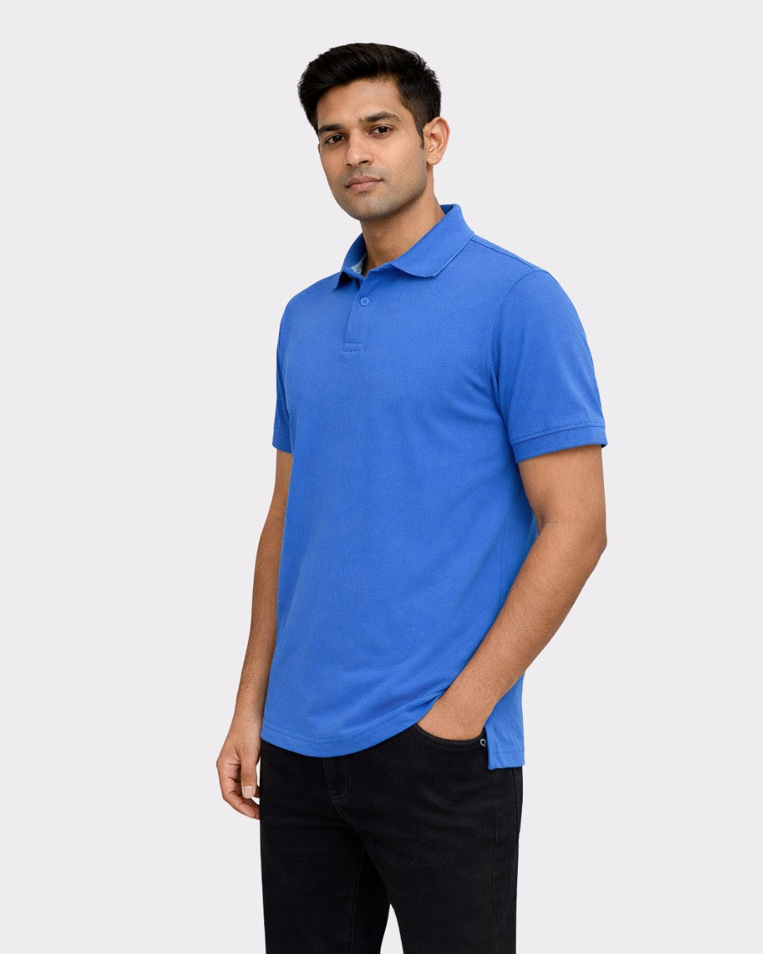 Bandar Baant Collections oversized fit blue Polo T-shirt For Men with short sleeves and collar