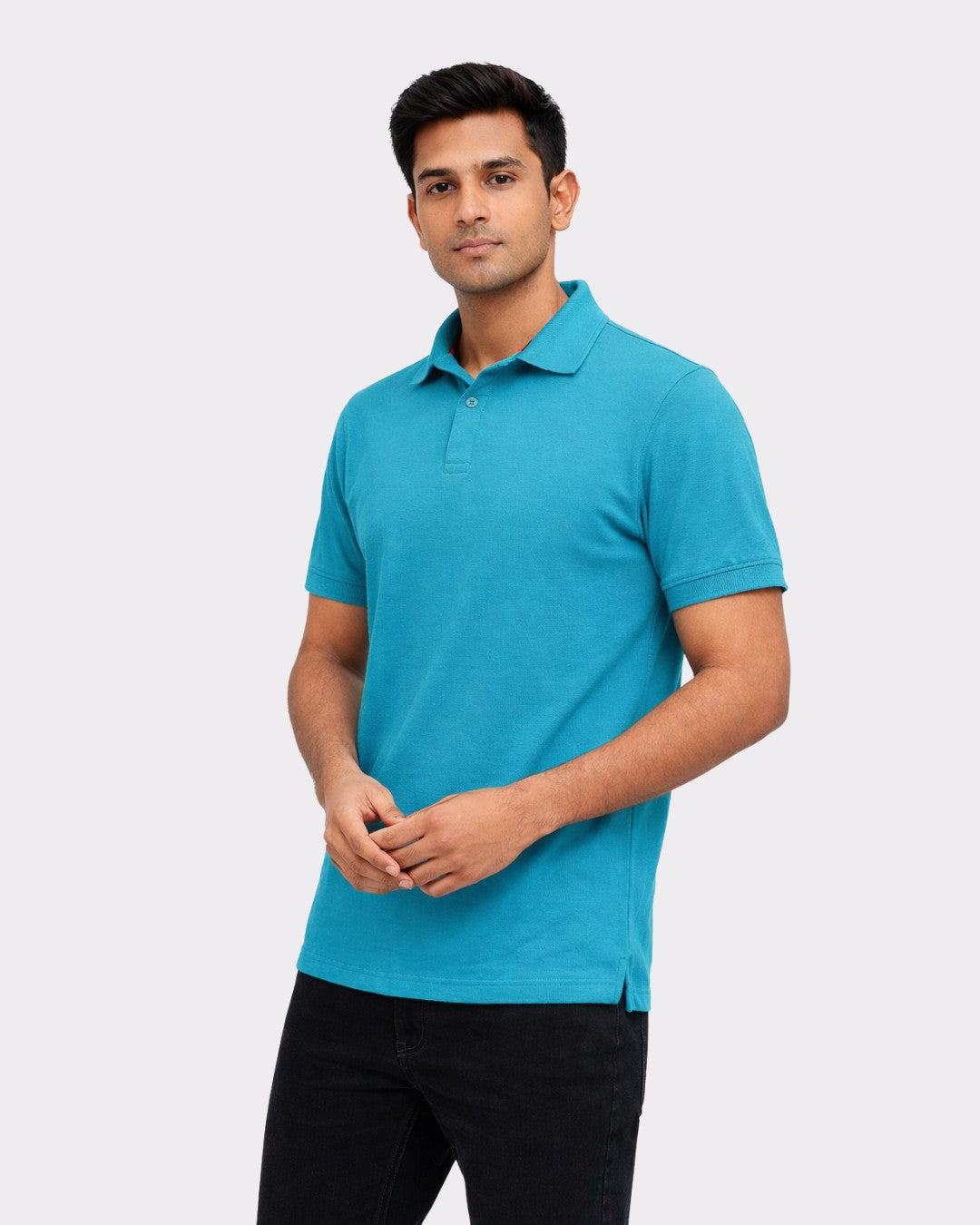 Bandar Baant Collections oversized fit Polo T-Shirt for Men in turquoise with short sleeves