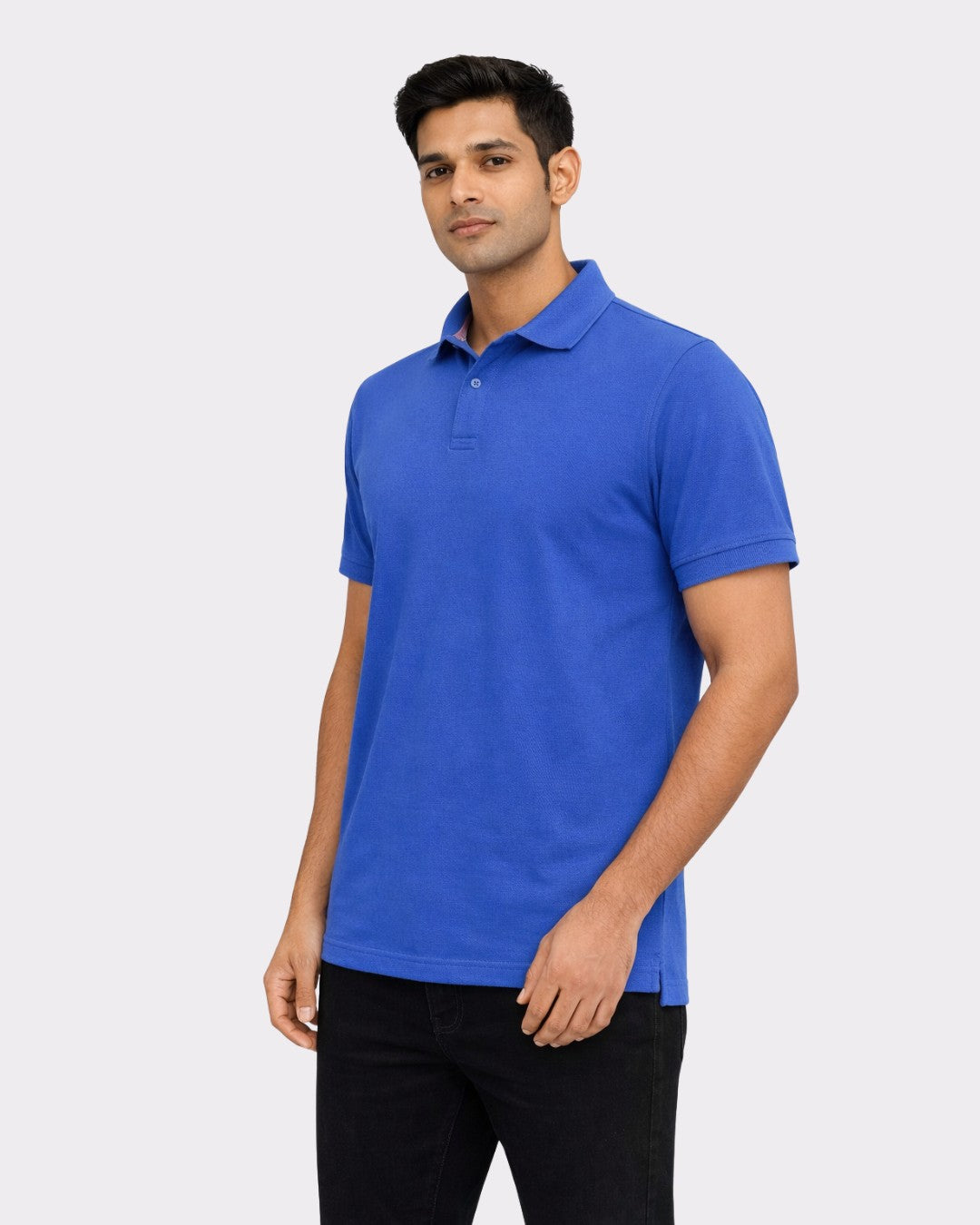 Bandar Baant Collections blue oversized fit Polo T-shirt For Men with short sleeves and collar