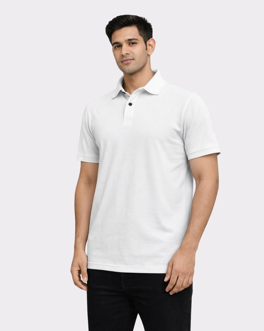 Bandar Baant Collections oversized fit Polo T-Shirt for Men in white with short sleeves