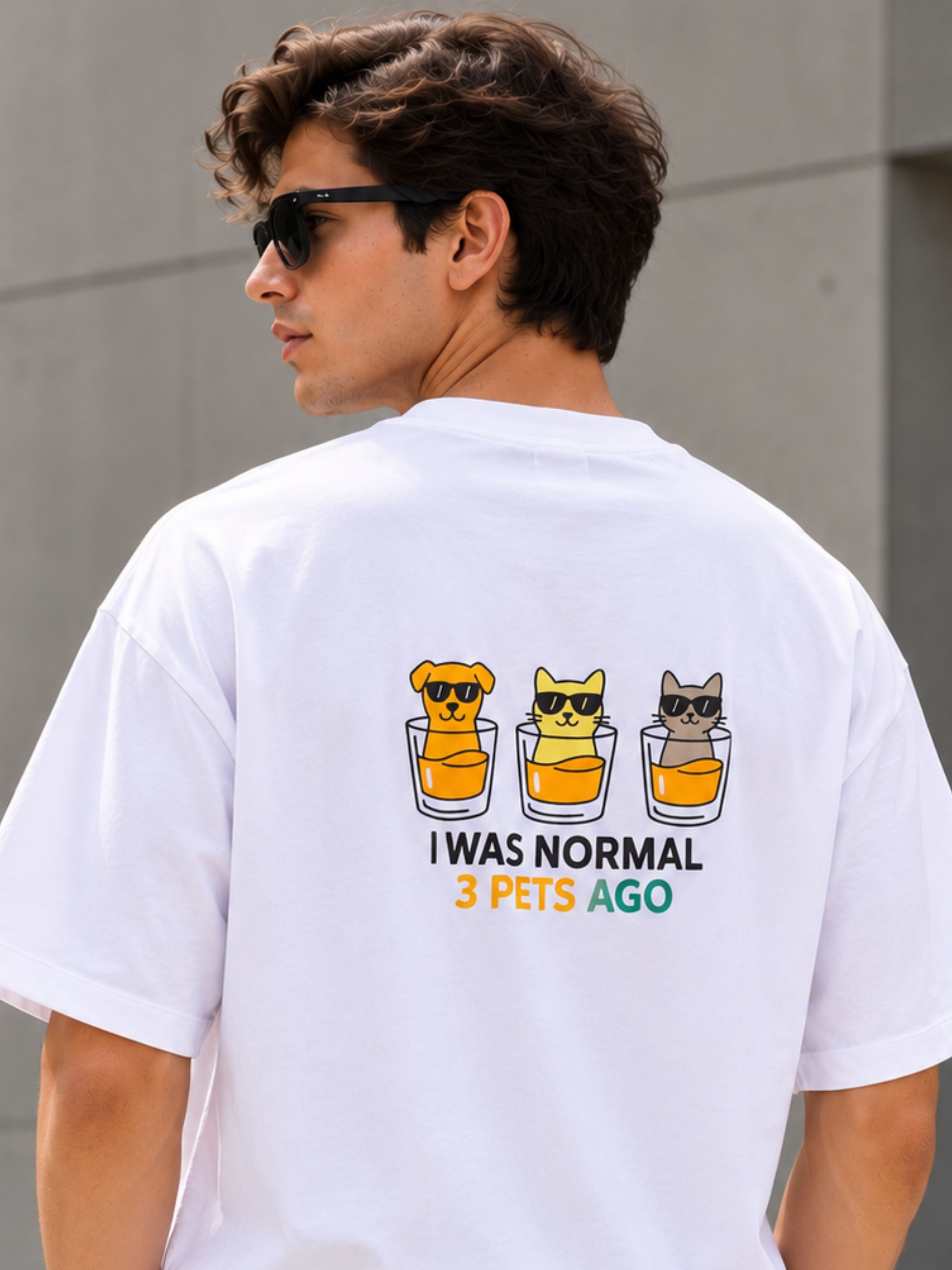 Bandar Baant Collections oversized fit Pet Lover Tshirt For Men with cute pet graphic and text on back