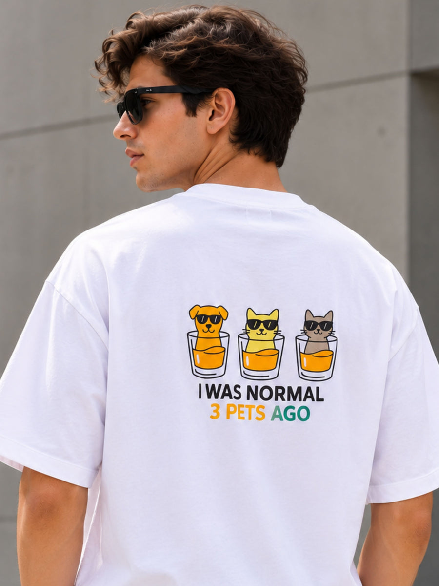 Bandar Baant Collections oversized fit Pet Lover Tshirt For Men with cute pet graphic and text on back