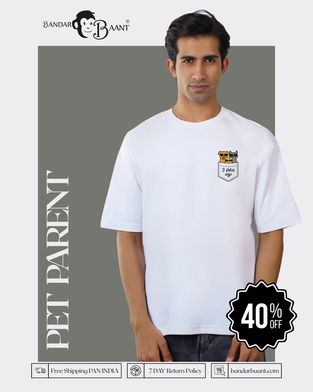 Pet Parent Oversized Tshirt For Men 2 By Bandar Baant