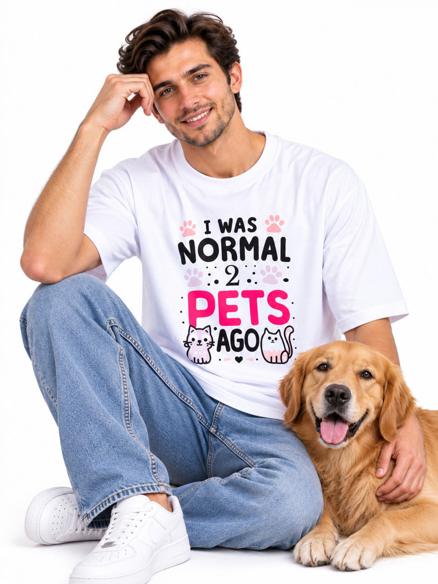Pet Parent Oversized Tshirt For Men white oversized fit tshirt with pet-themed graphic