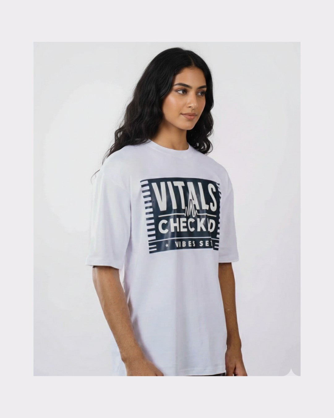 Physician Trendy T-shirt For Women oversized fit white tee with vitals checkup graphic design