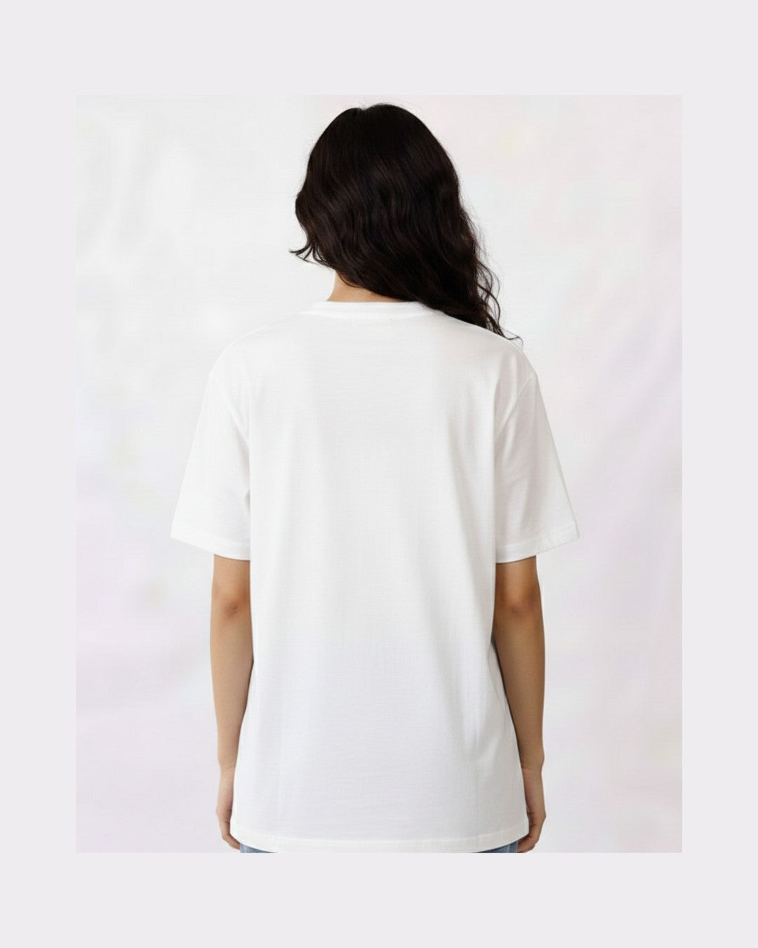 Back view of oversized white Physician Trendy T-shirt For Women from Bandar Baant Collections