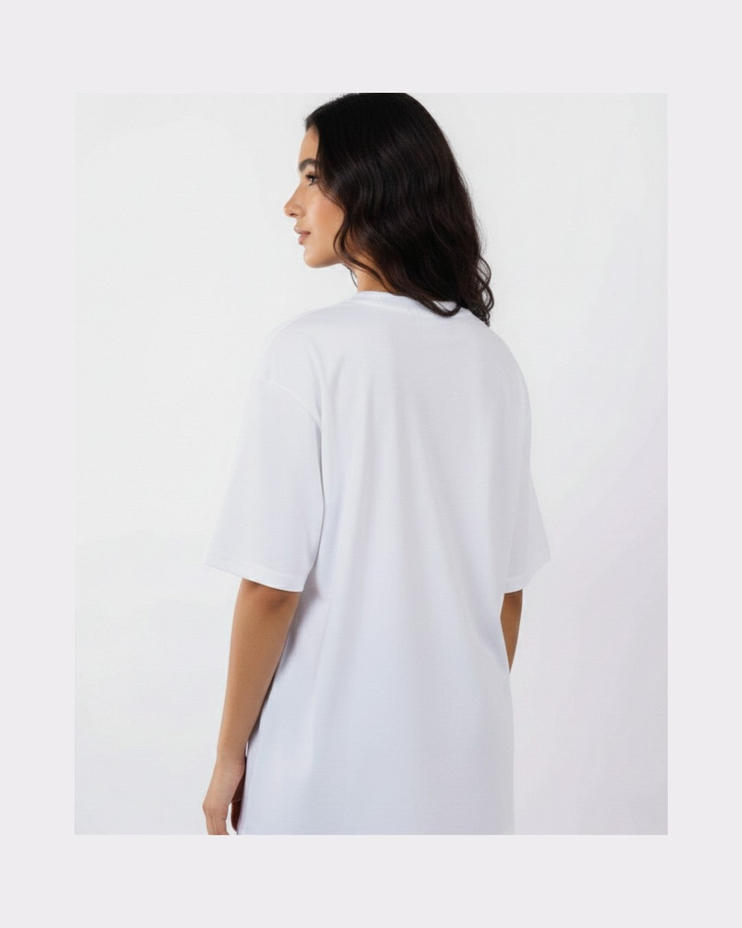 Back view of oversized fit white Physician Trendy T-shirt For Women by Bandar Baant Collections