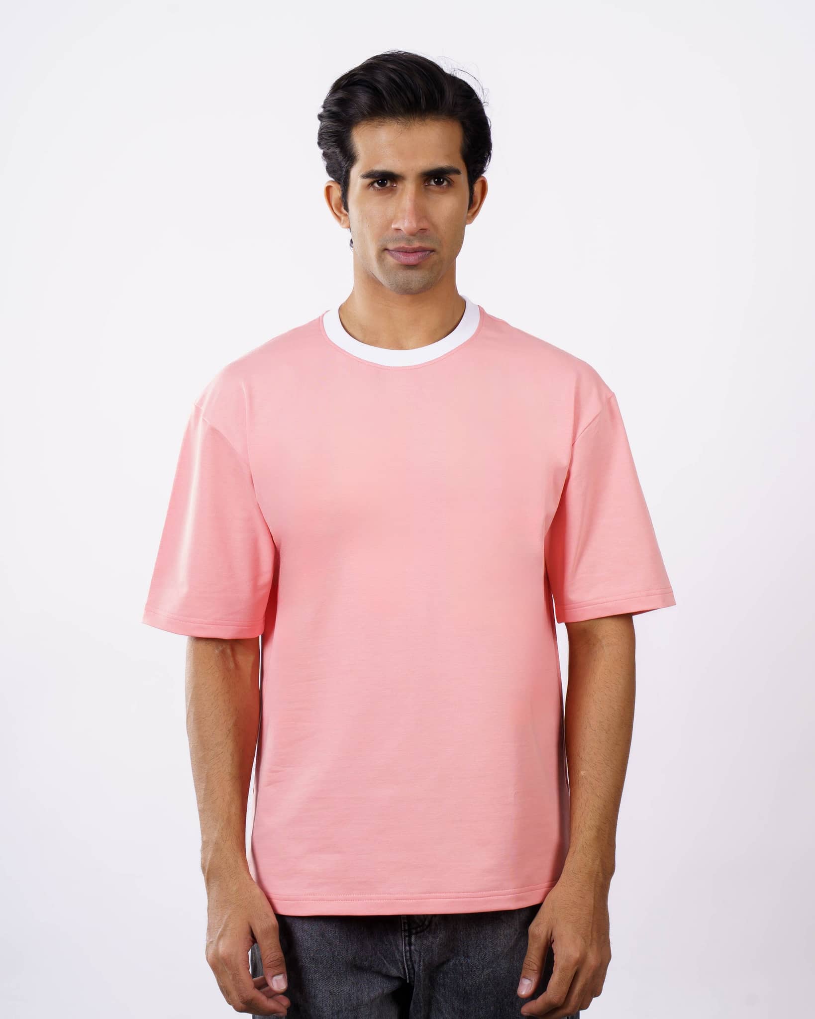 Plain Premium Cotton Pink Oversized T-Shirt For Men 1