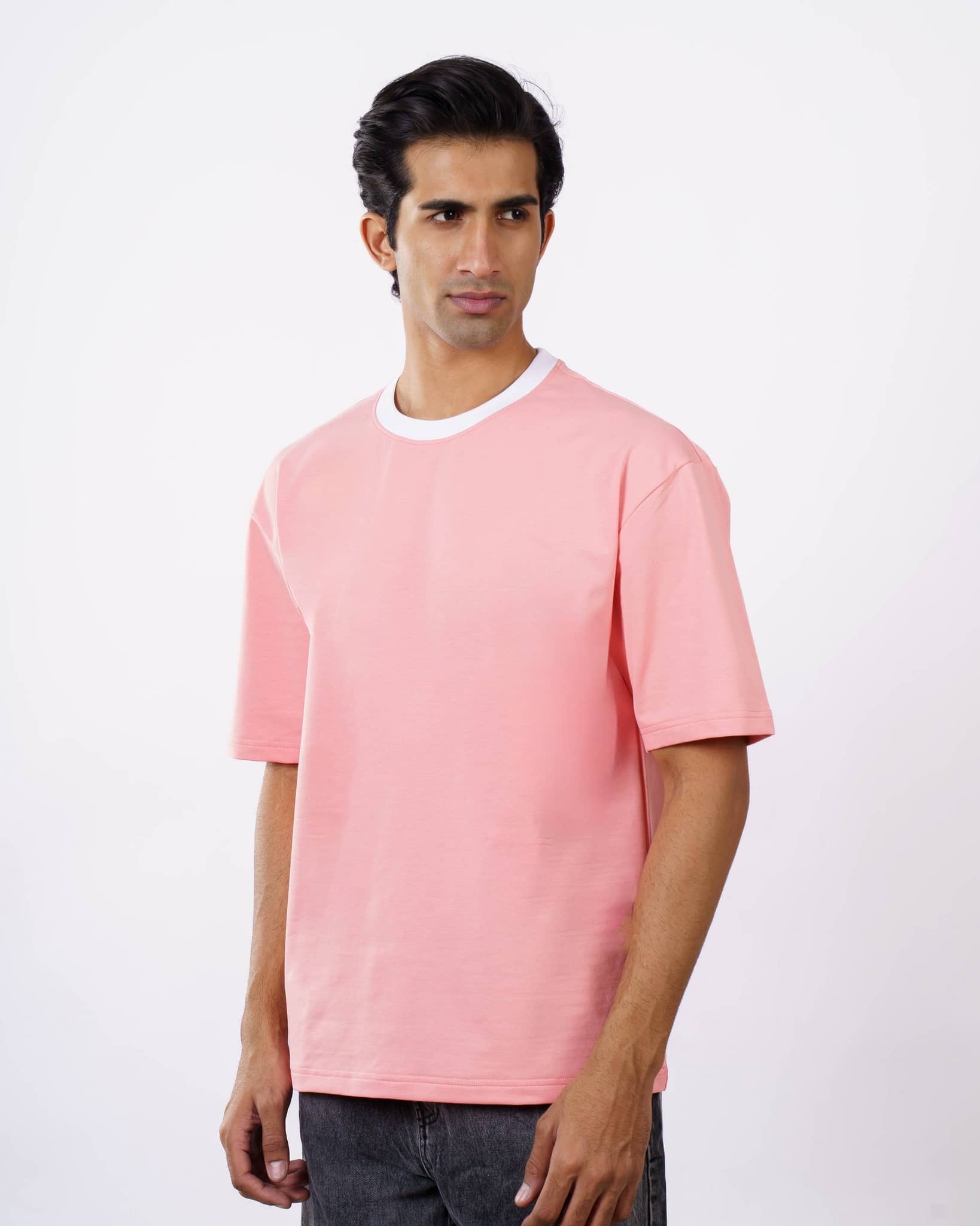 Plain Premium Cotton Pink Oversized T-Shirt For Men 2