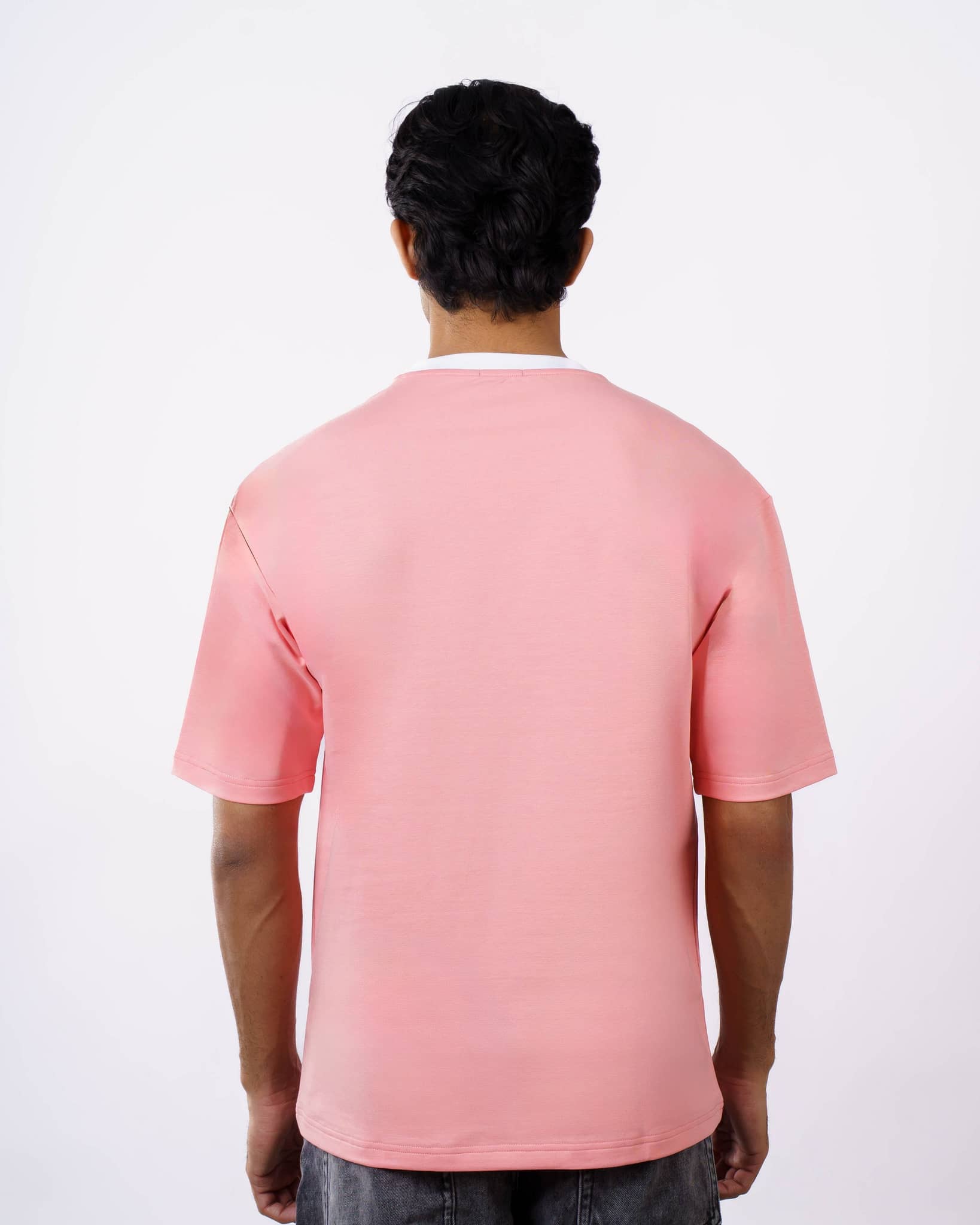 Plain Premium Cotton Pink Oversized T-Shirt For Men 5