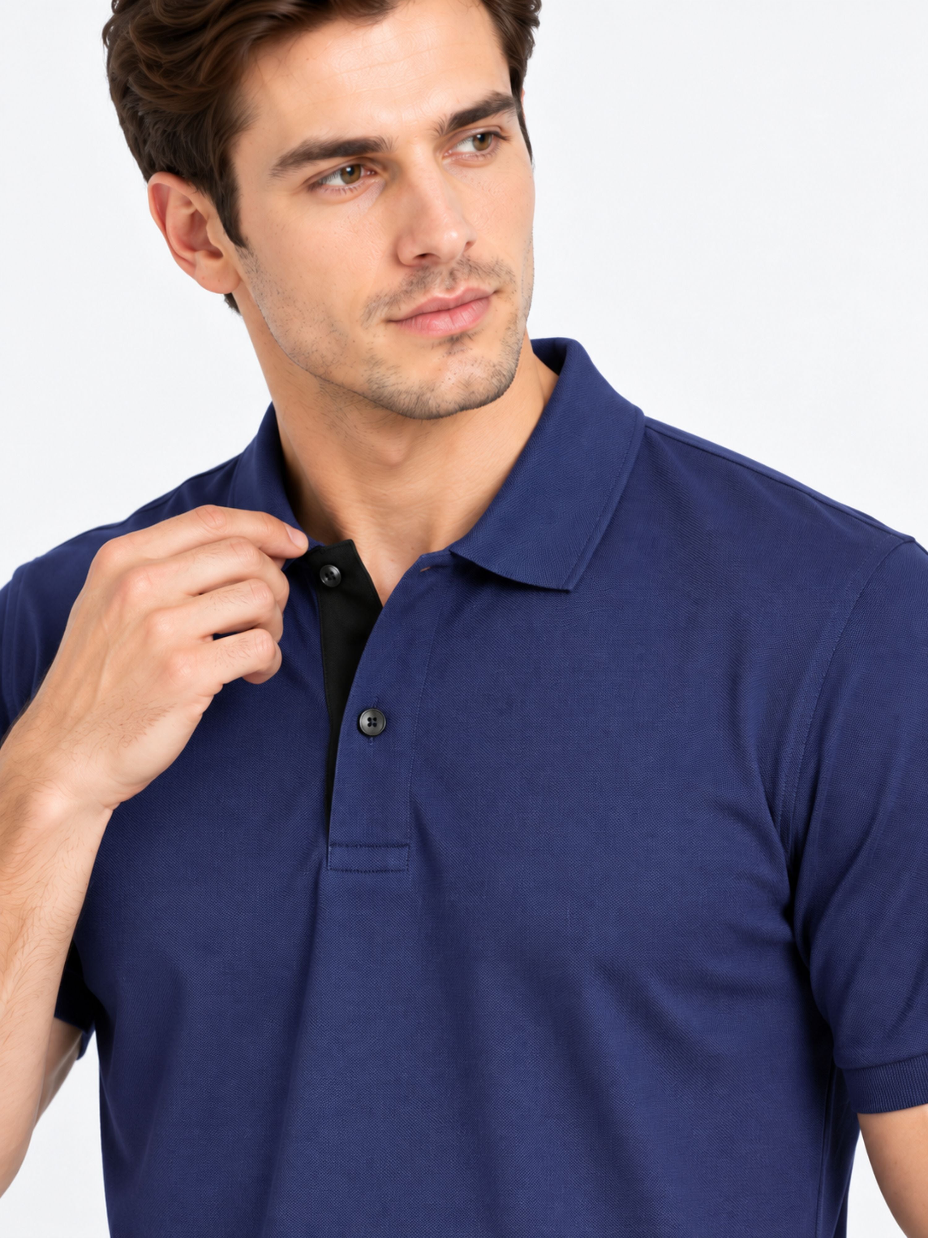 Bandar Baant Collections regular fit navy Polo T-shirt For Men with buttoned collar