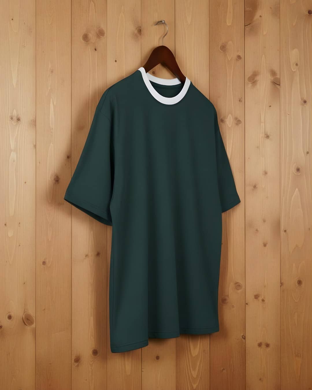 Premium Bottle Green Oversized Plain T-shirt for Women 2