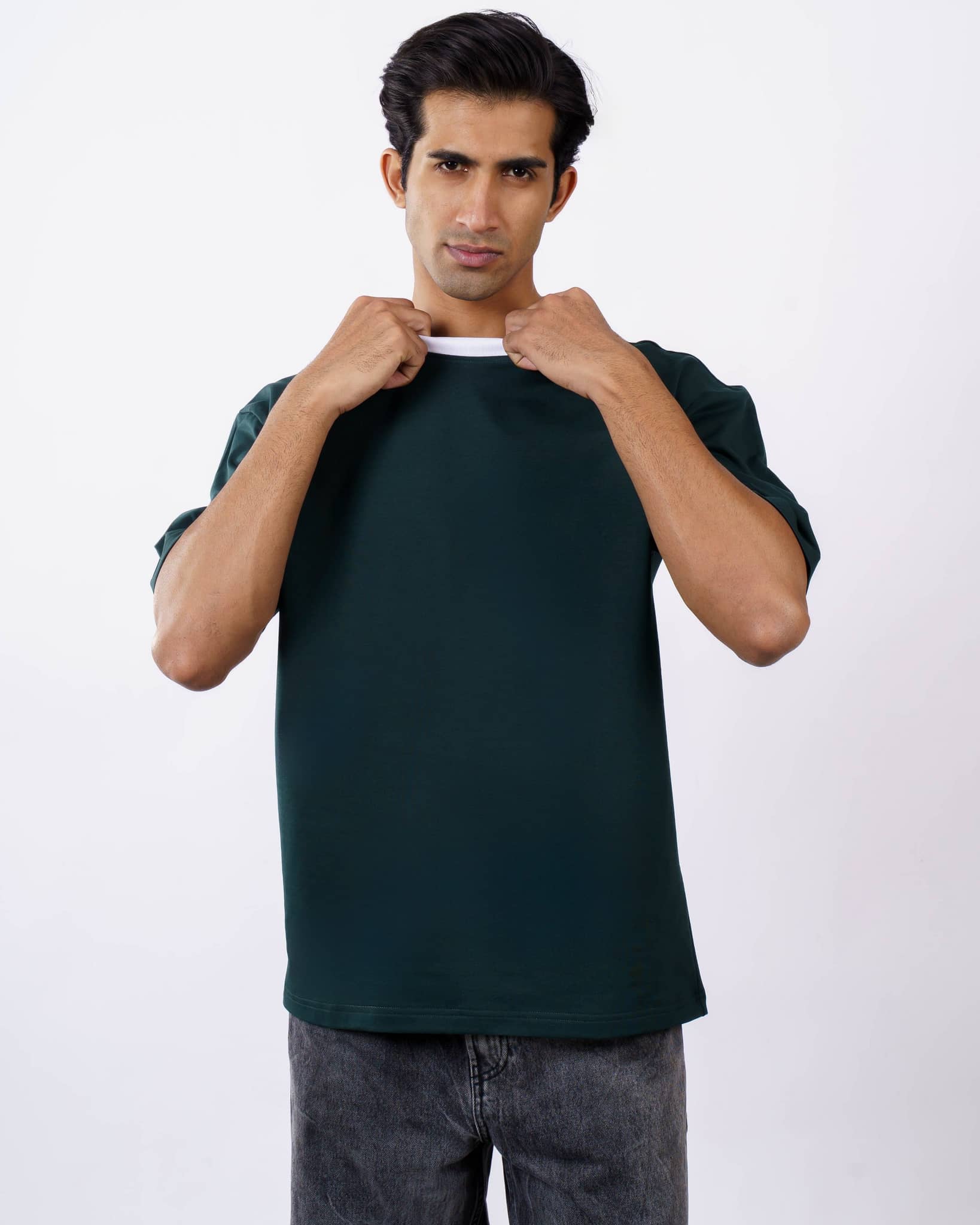 Premium Bottle Green Oversized T-Shirt For Men Casual Wear 1