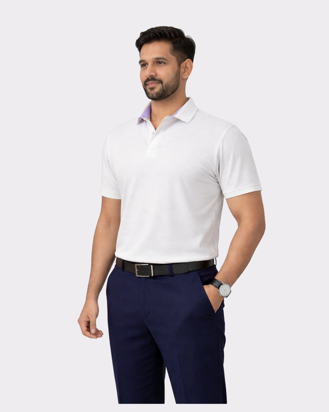 Premium Cotton Matty Polo T-Shirt for Men in white oversized fit by Bandar Baant Collections