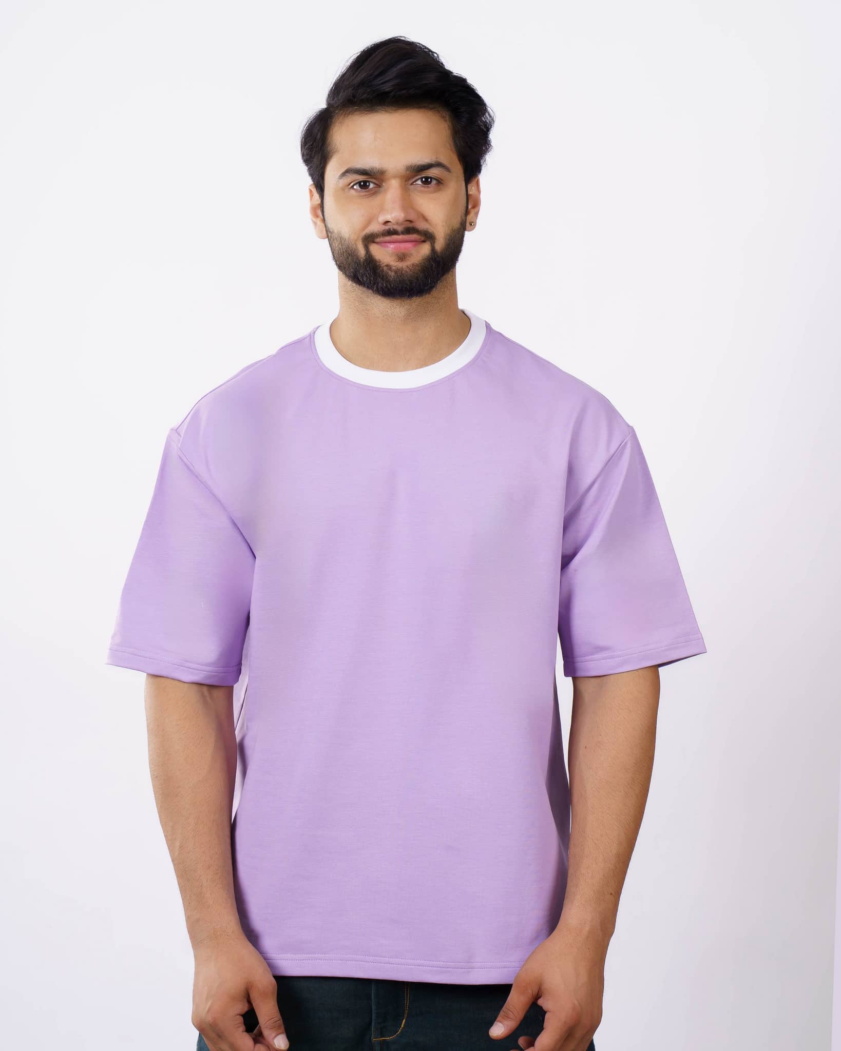 Premium Cotton Lavender Oversized T-Shirt for Men Casual Wear 1