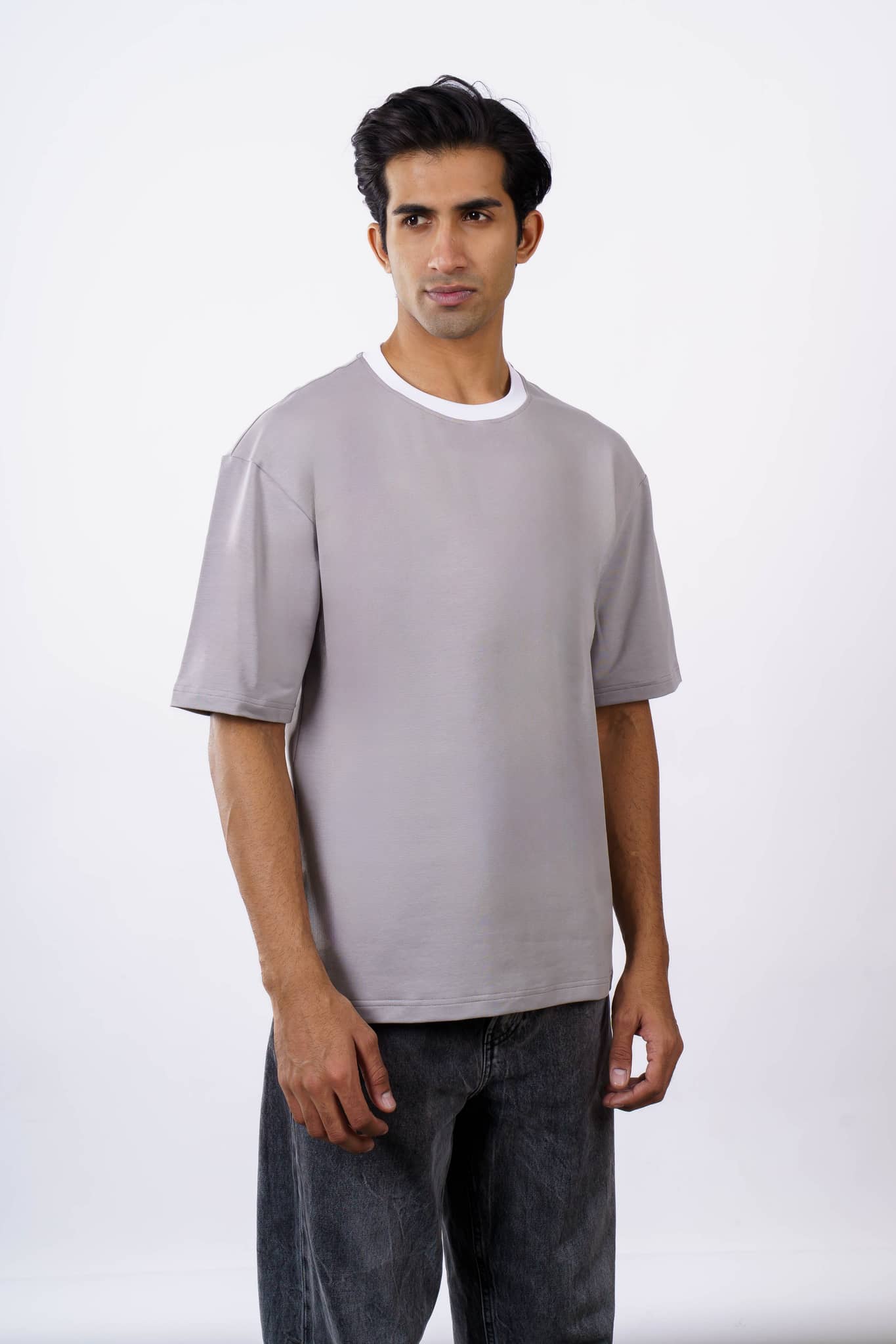 Premium Cotton Light Grey Oversized T-Shirt for Men 3