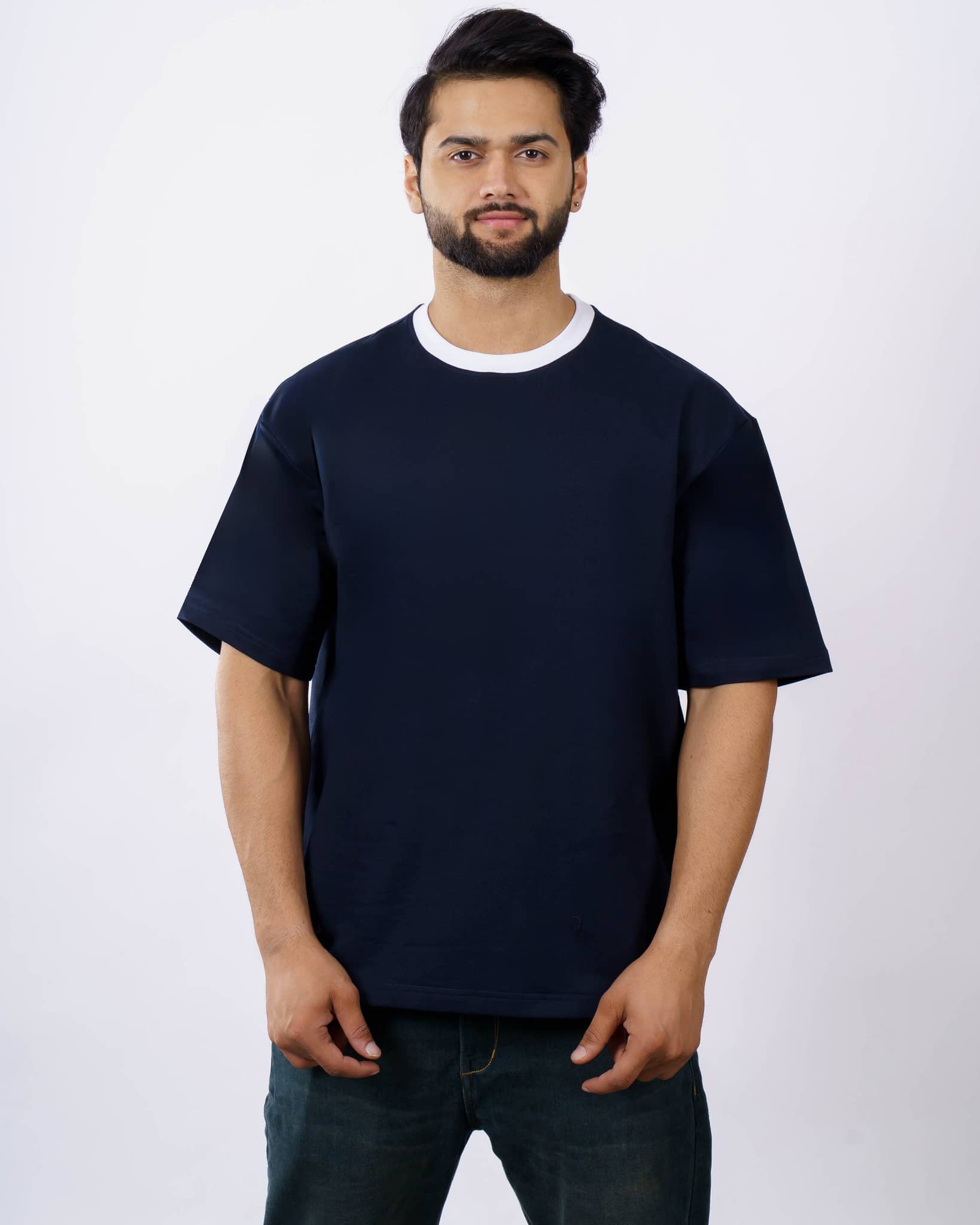 Premium Cotton Navy Blue Oversized T-Shirt for Men 1