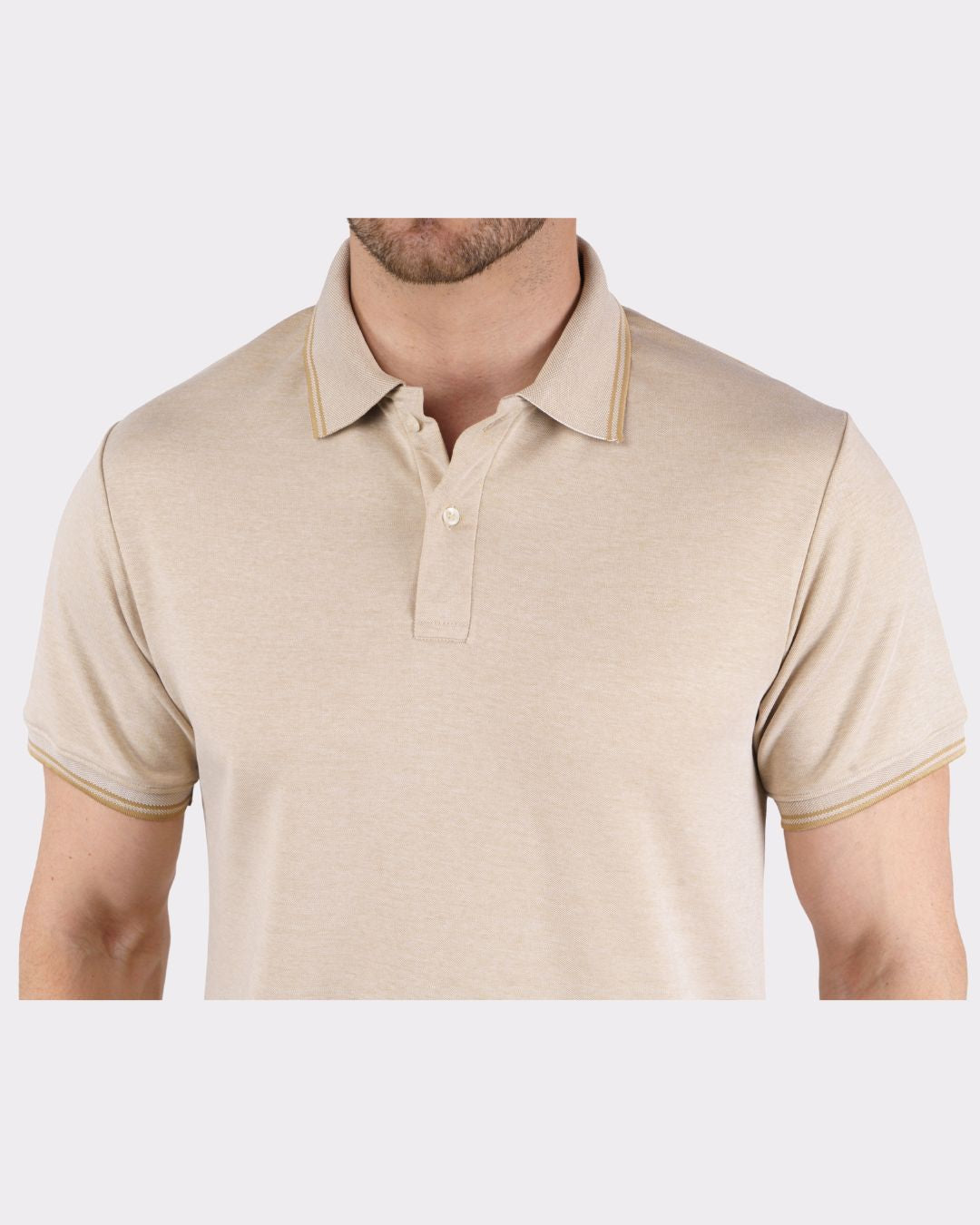 Beige Premium Polo T-Shirt for Men oversized fit with short sleeves and collar from Bandar Baant Collections