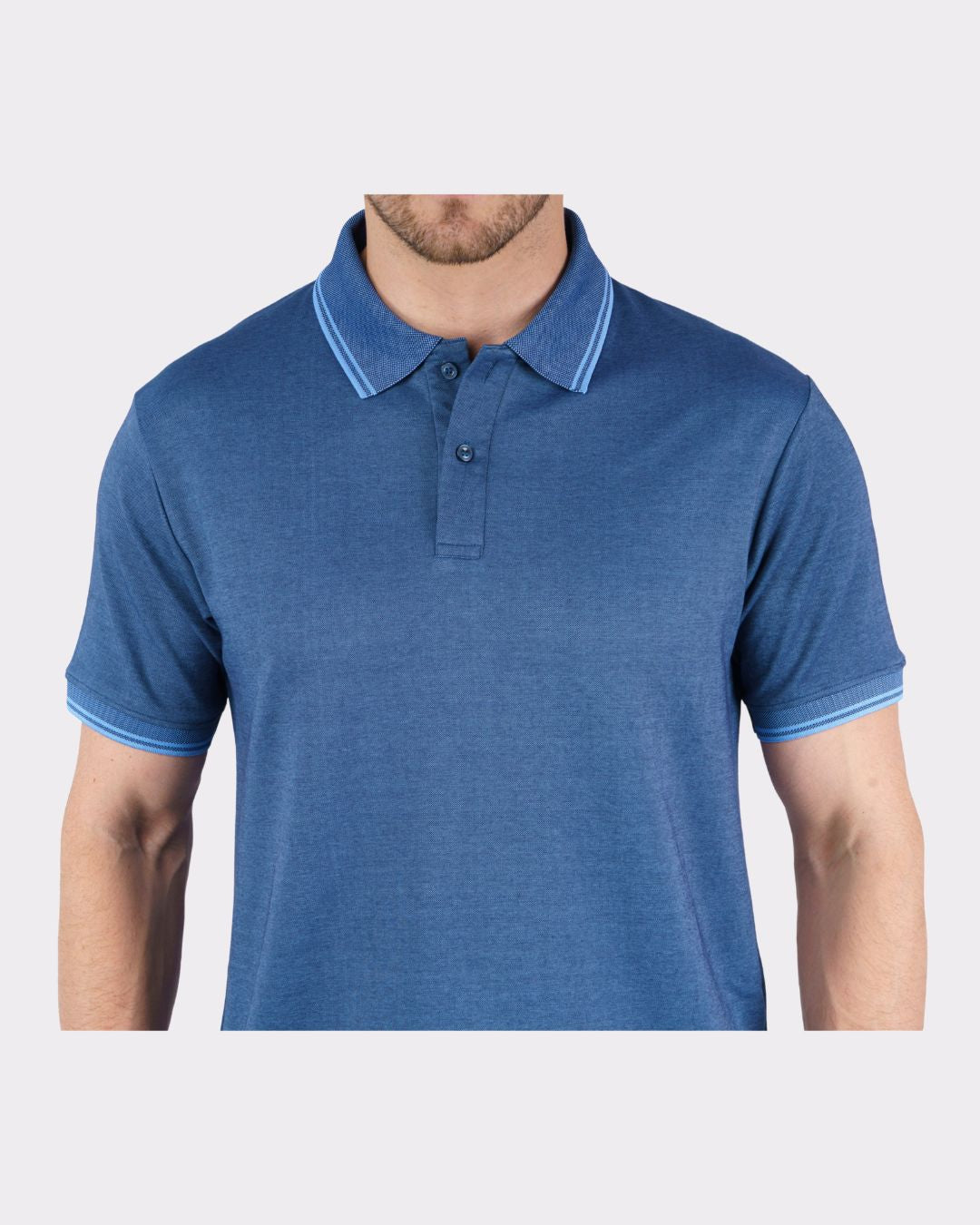Bandar Baant Collections premium polo t-shirt for men in oversized fit blue fabric with collar and short sleeves