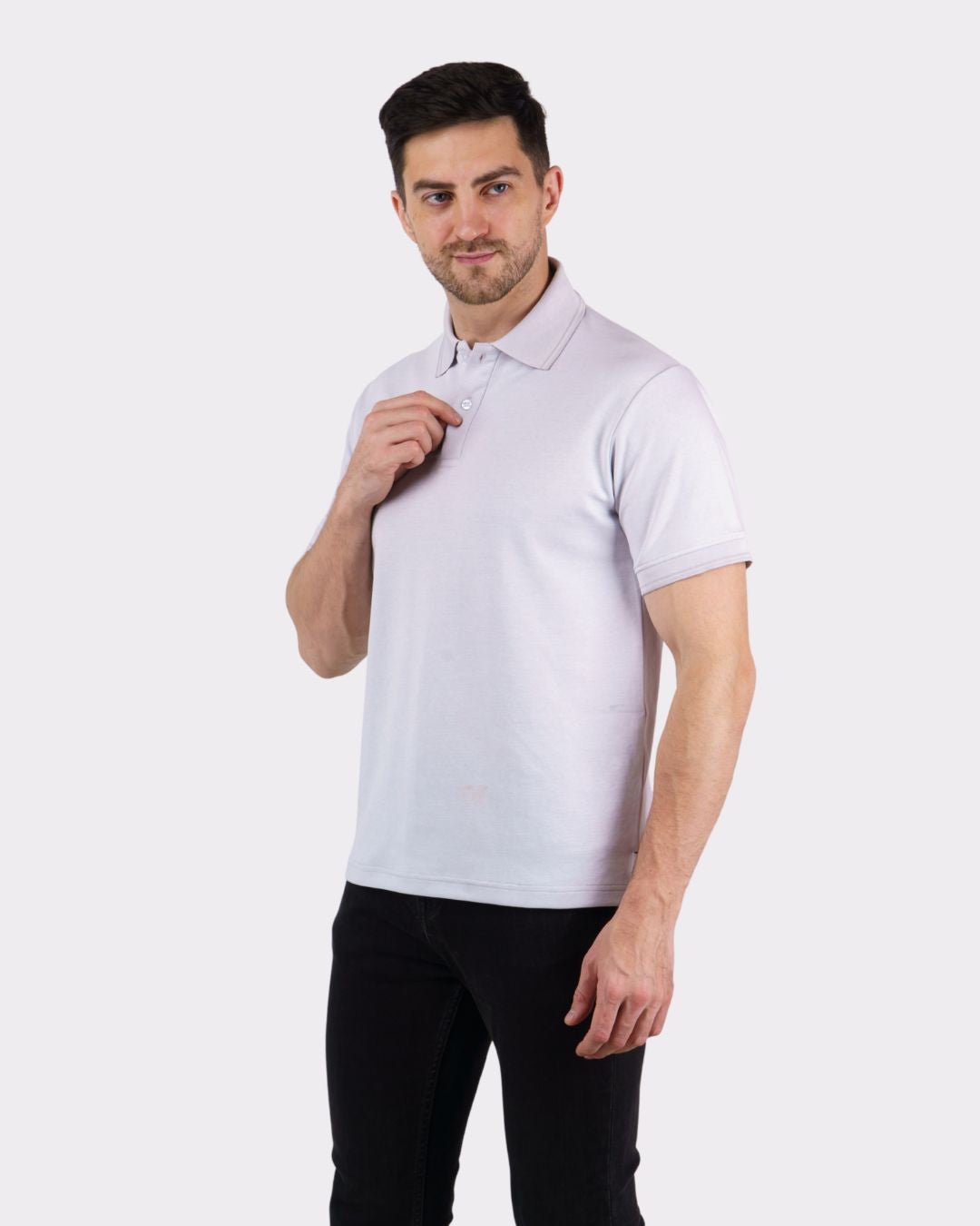 Bandar Baant Collections Premium Polo T-Shirt for Men in oversized fit white short sleeve design