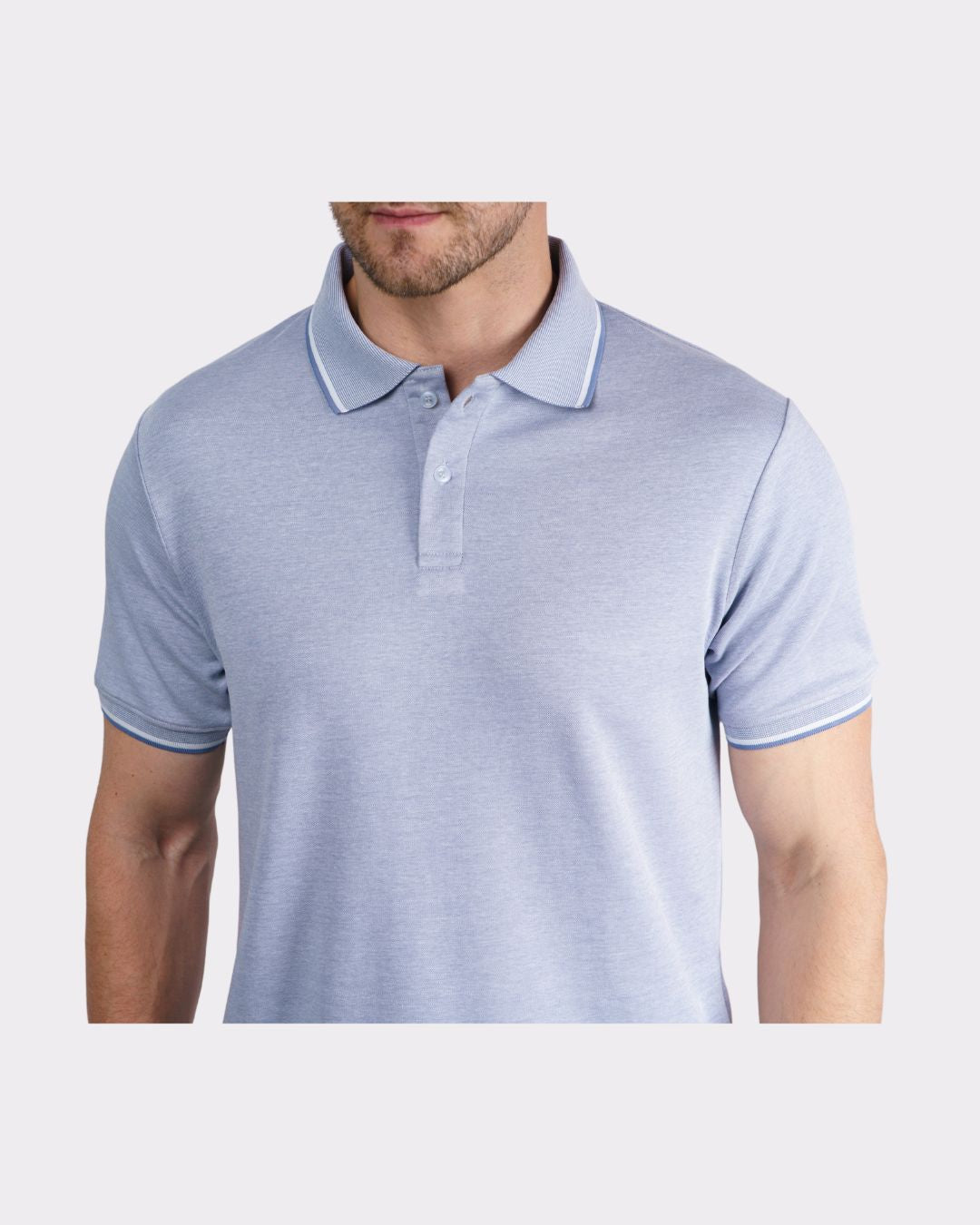 Light blue Premium Polo T-Shirt for Men with oversized fit and contrast trim collar from Bandar Baant Collections