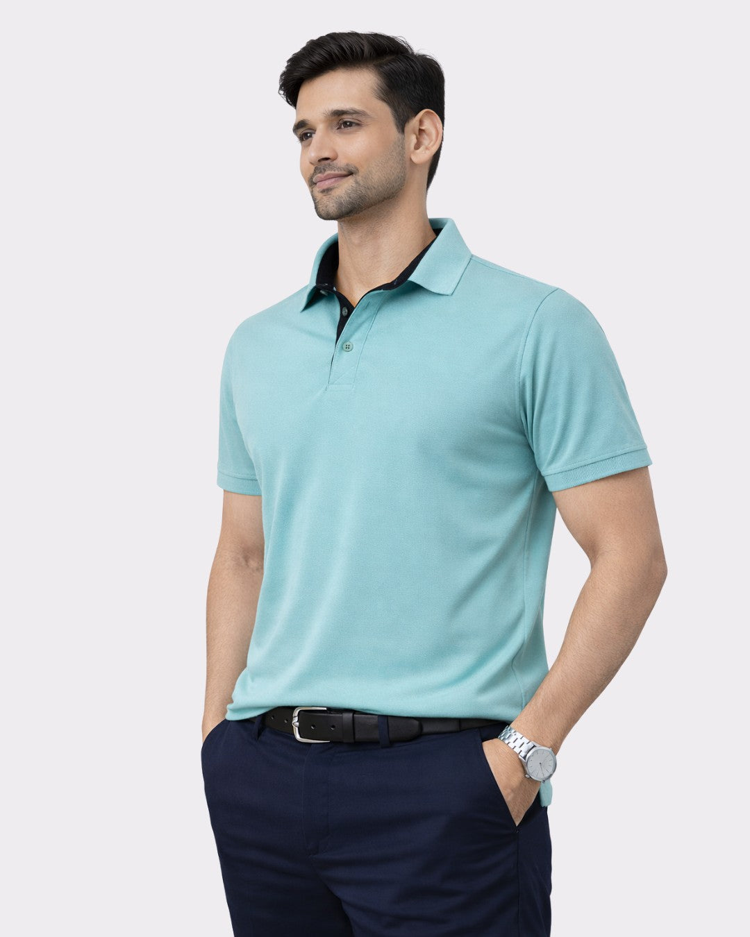 Premium Polo T-Shirt for Men by Bandar Baant Collections in light blue oversized fit style