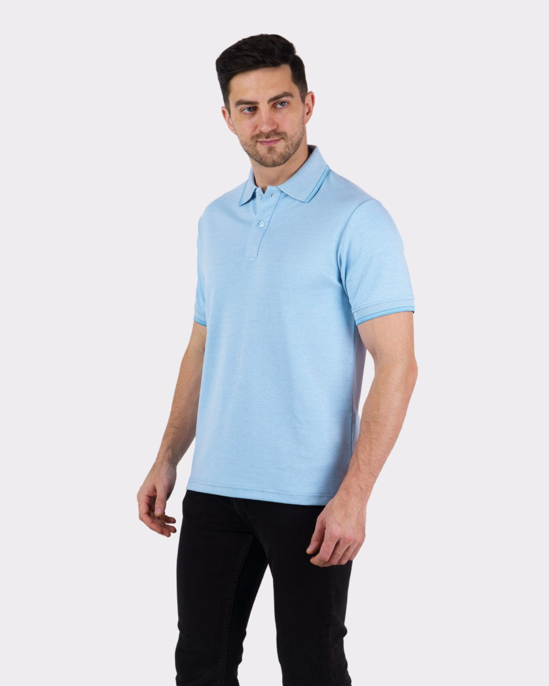 Light blue Premium Polo T-Shirt for Men with oversized fit worn by male model from Bandar Baant Collections
