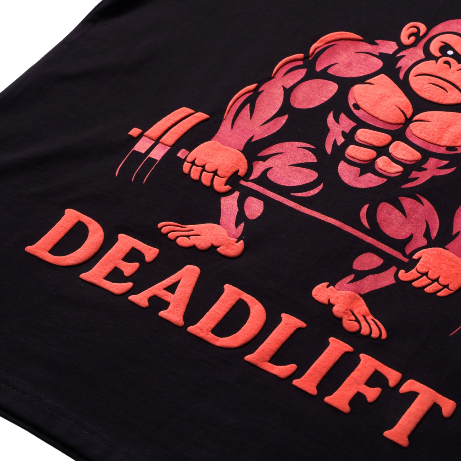 Printed T-shirt For Men Gym Enthusiast Deadlift oversized fit black tshirt with muscle gorilla design