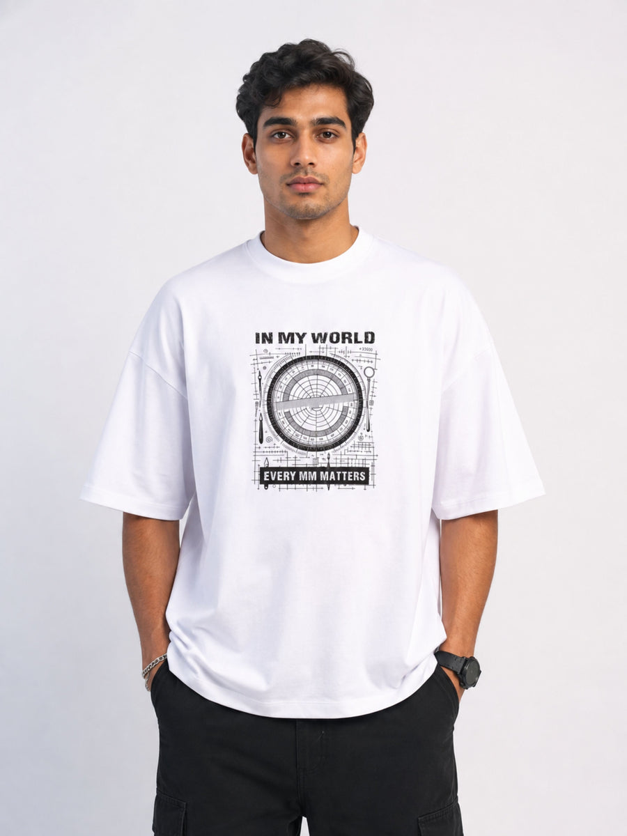 Bandar Baant Collections oversized fit Printed T Shirt For Men in white with black graphic print