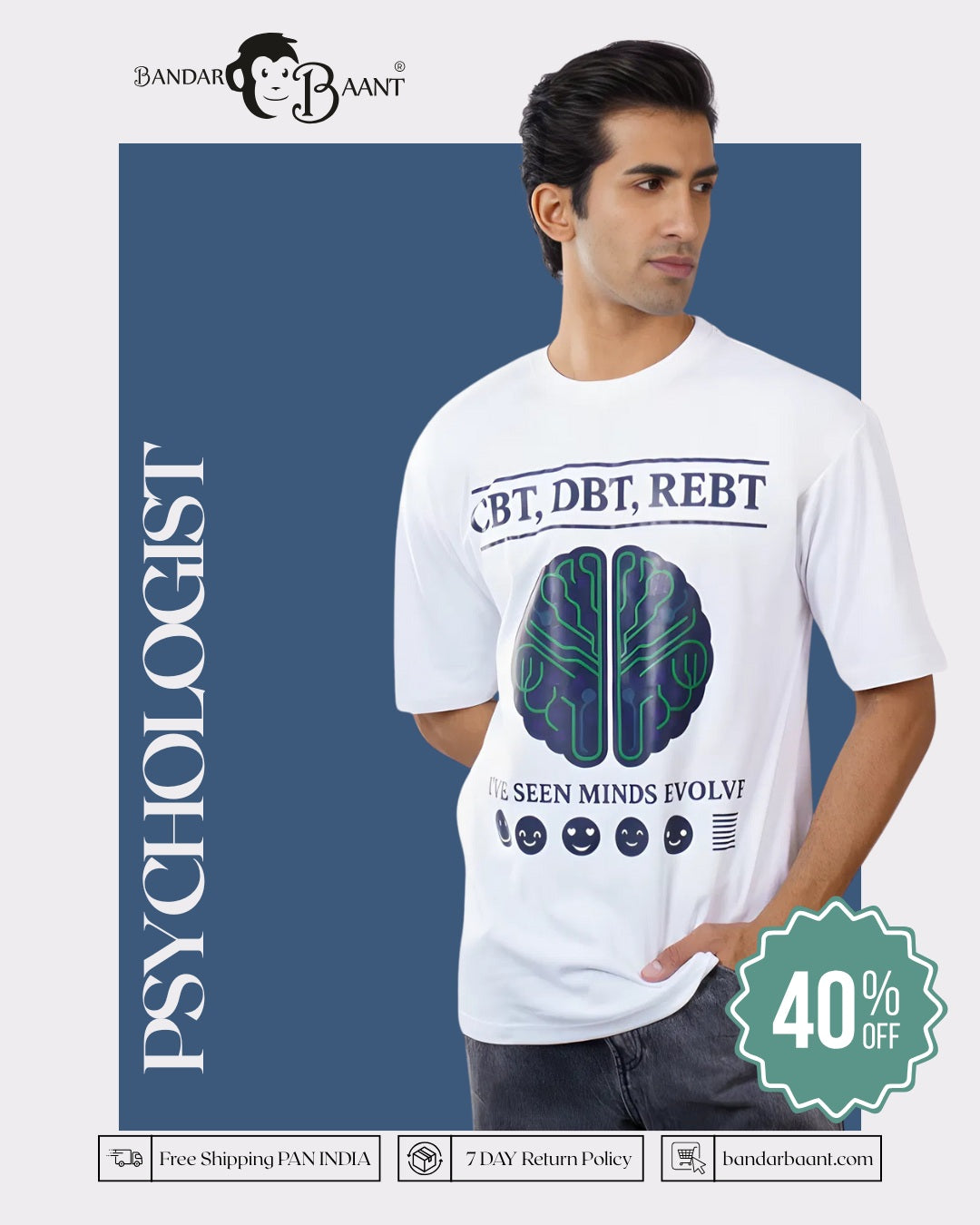 Psychologist Oversized Fit Tshirt For Men 7 By Bandar Baant
