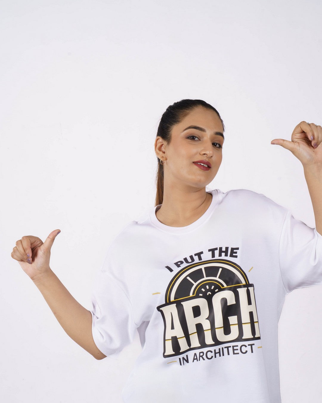 Put The Arch Architect Oversized Quote Tshirt For Women 4