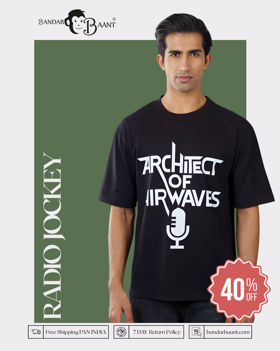 Radio Jockey Oversized Tshirt For Men by bandarbaant 6